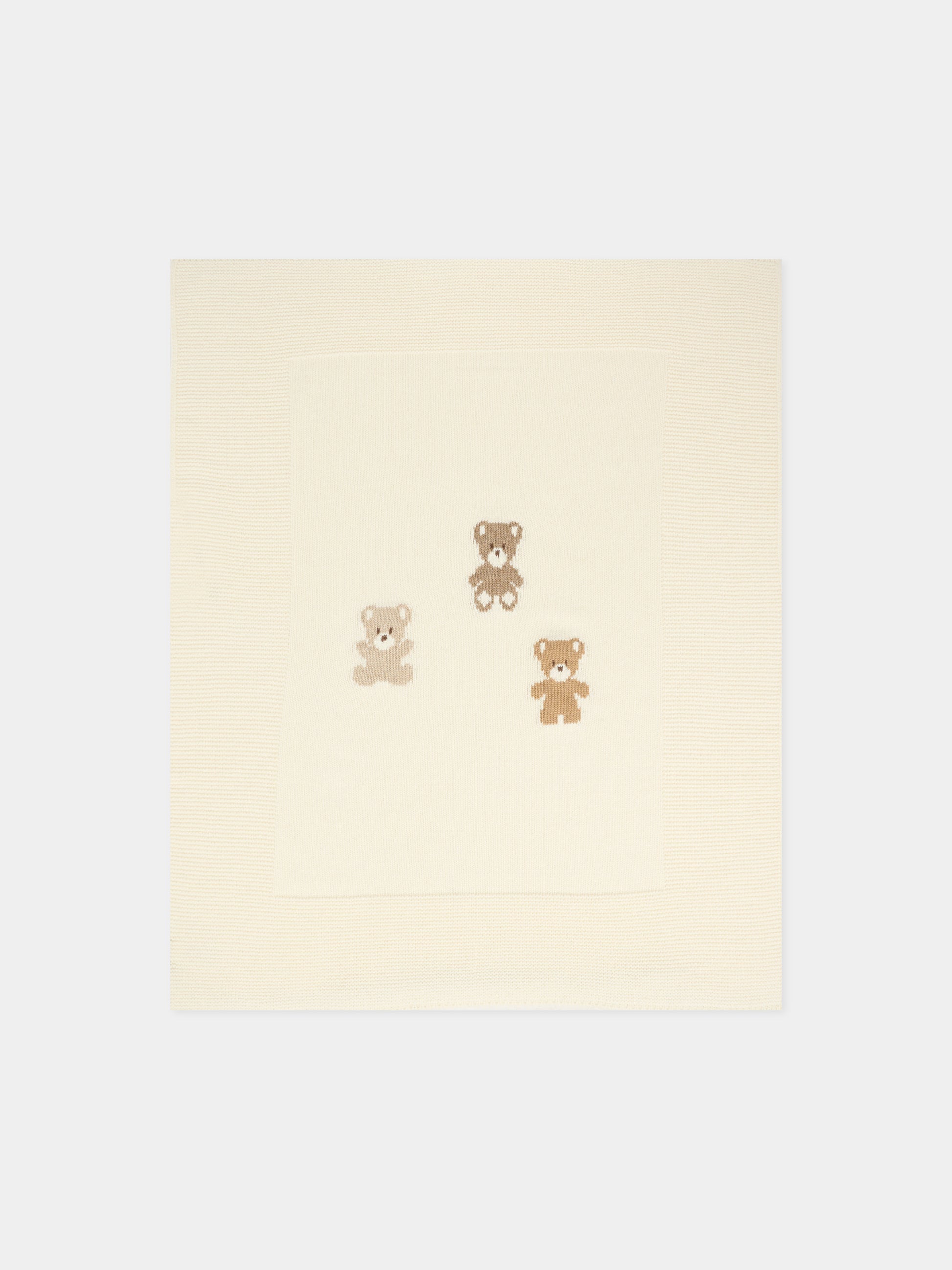 Coperta avorio per neonati con orsetti,J.o. Milano,568A1 PANNA