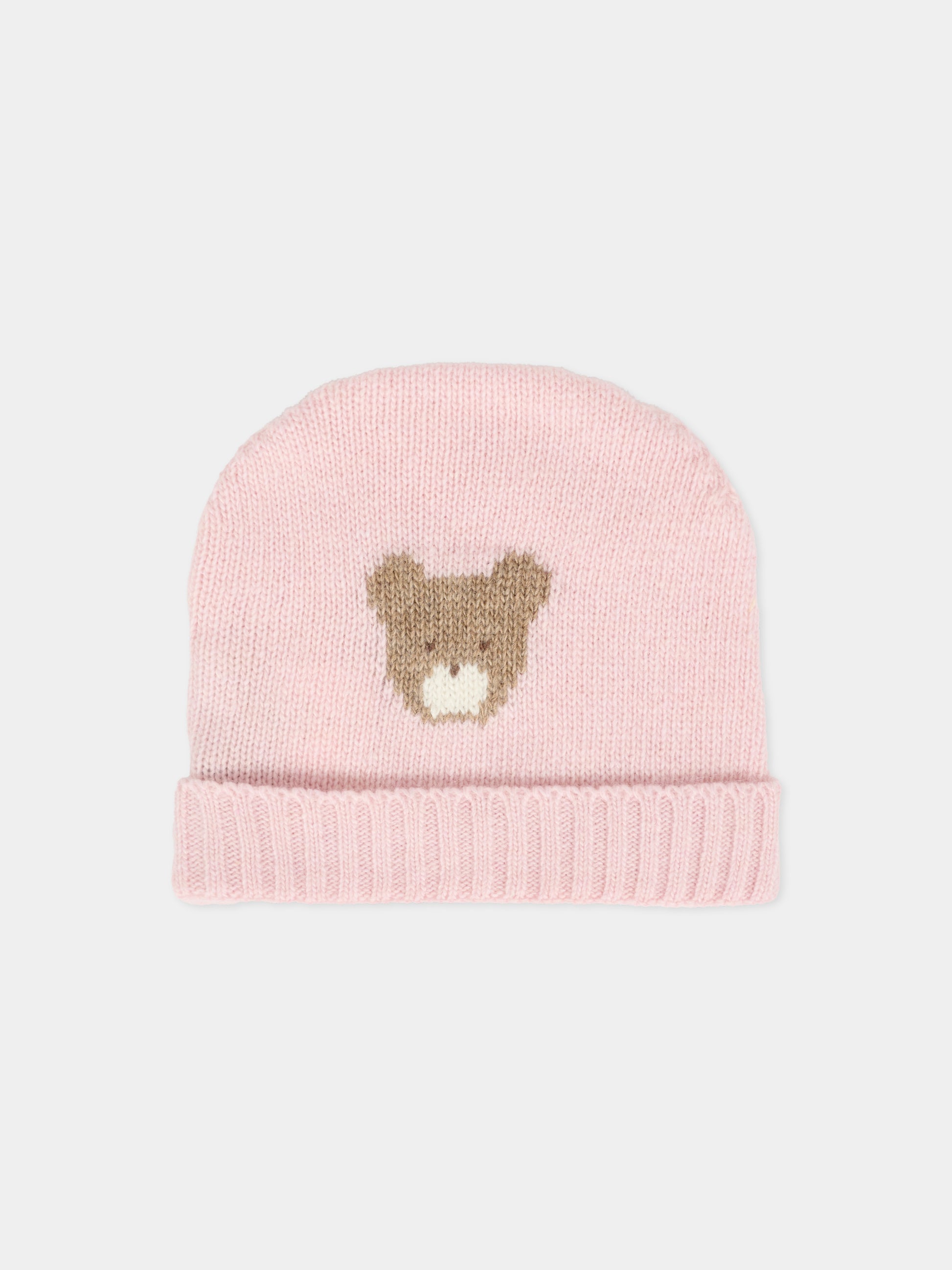 Berretto rosa per neonata con orsetto,J.o. Milano,569A1 ROSA BABY