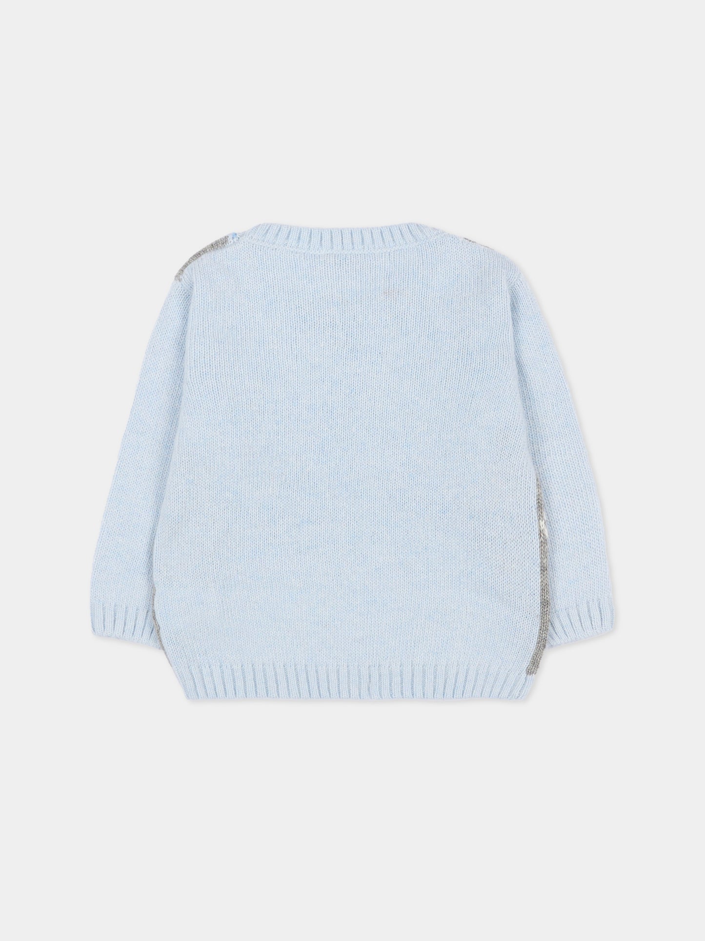 Maglione celeste per neonato con  motivo a rombi,J.o. Milano,563F2 CIELO
