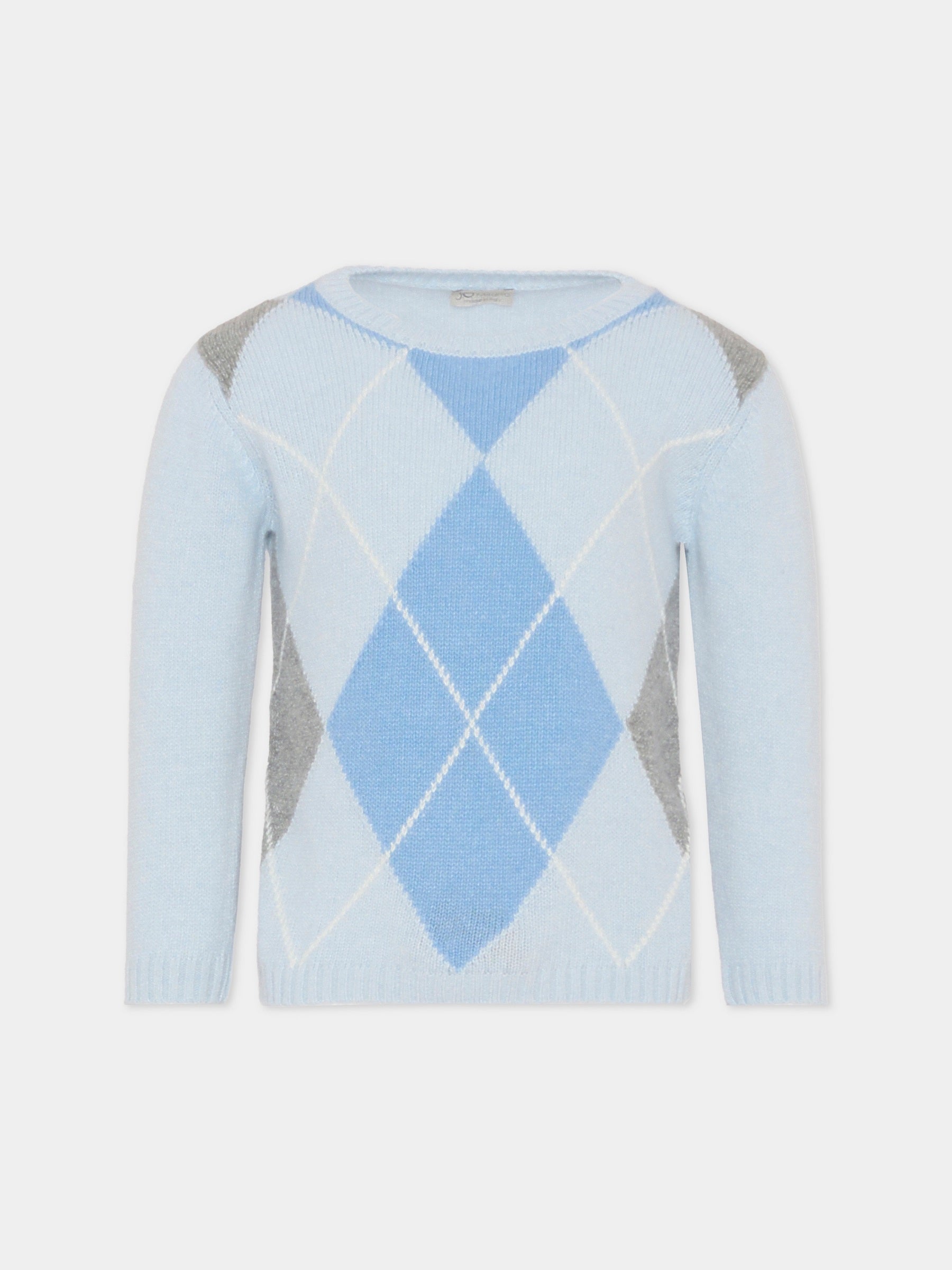 Maglione celeste per neonato con  motivo a rombi,J.o. Milano,563F2 CIELO
