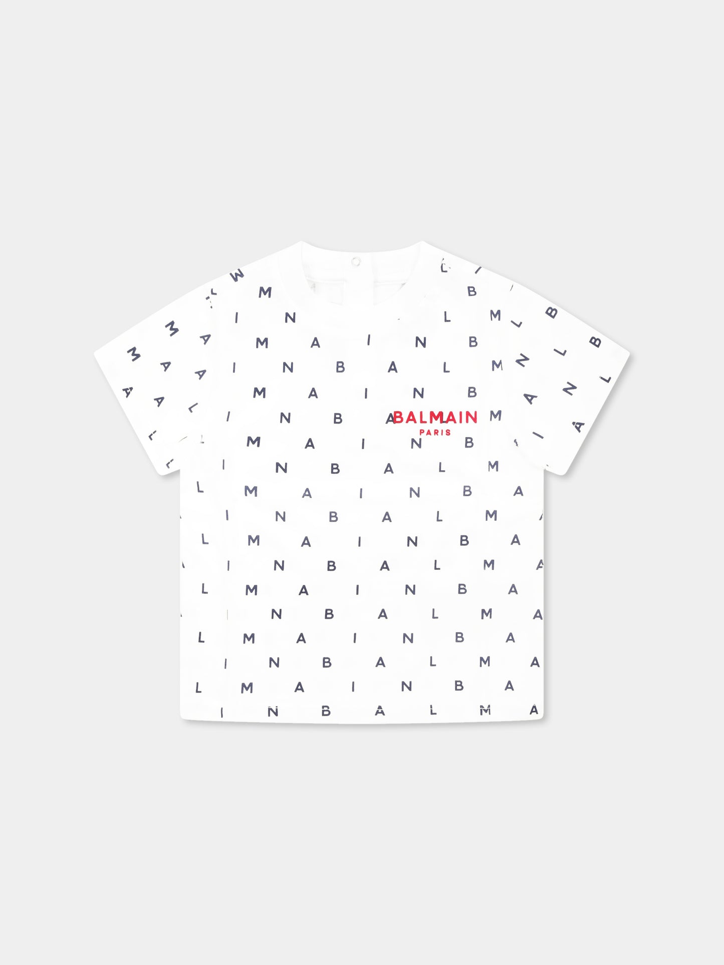 T-shirt bianca per neonati con logo all over,Balmain Kids,BU8581 Z1916 100BL
