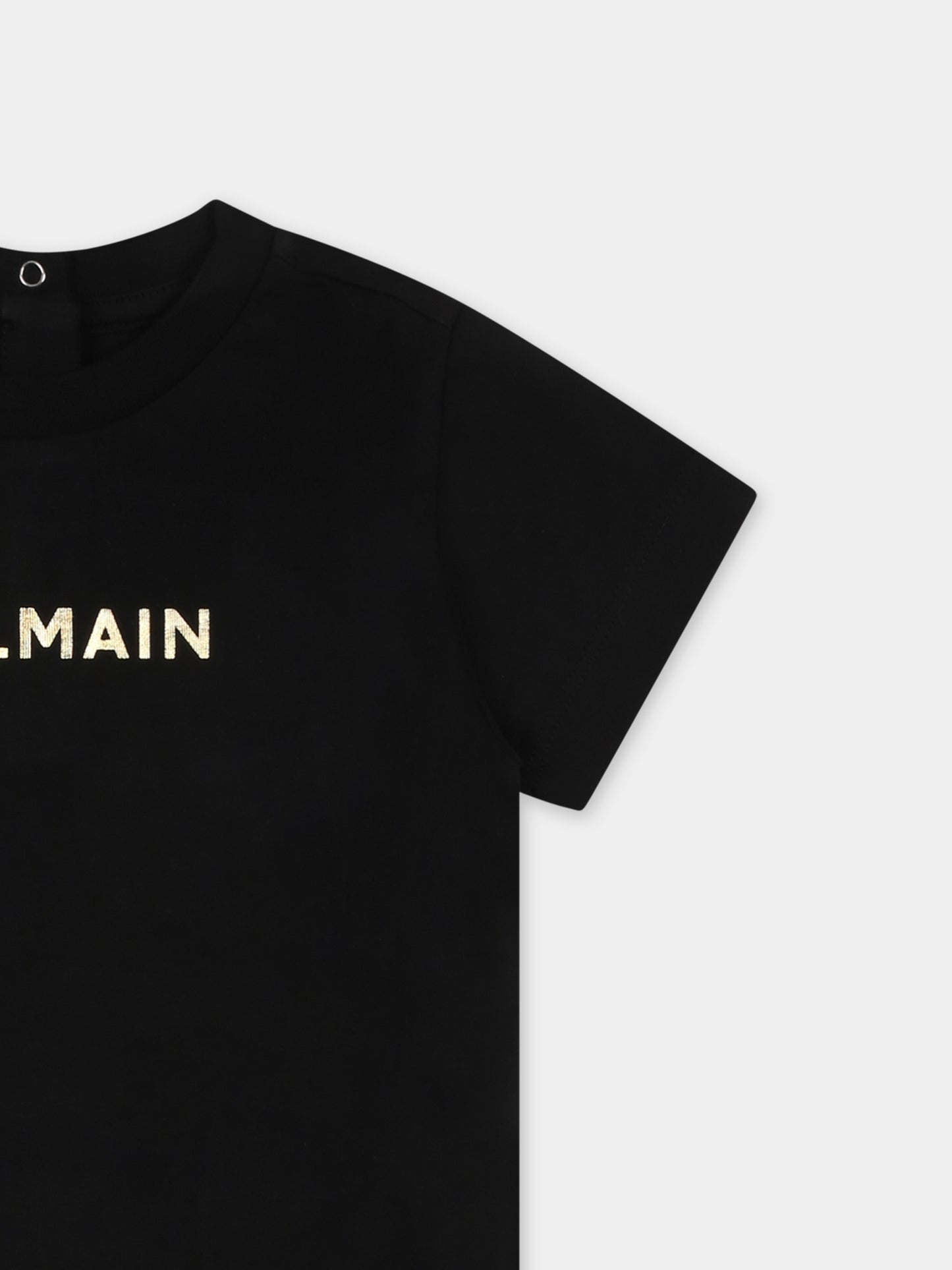 T-shirt nera per neonata con logo,Balmain Kids,BU8621 Z0082 930OR
