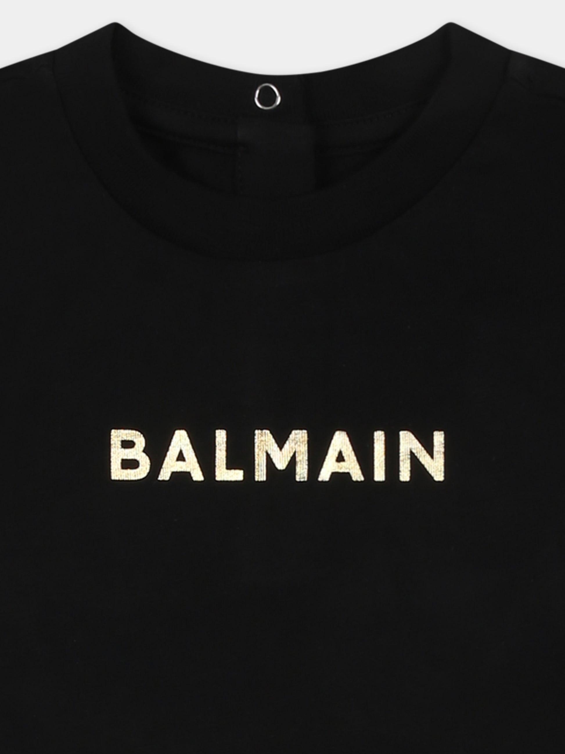T-shirt nera per neonata con logo,Balmain Kids,BU8621 Z0082 930OR