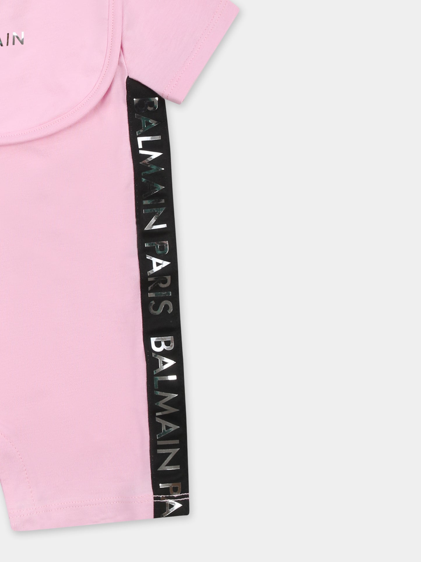 Set pagliaccetto rosa per neonata con logo,Balmain Kids,BUB52A Z1751 552AG