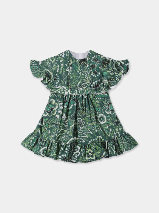 Vestito verde per neonata con stampa pailsey,Etro,GU1011 P0417 719AV