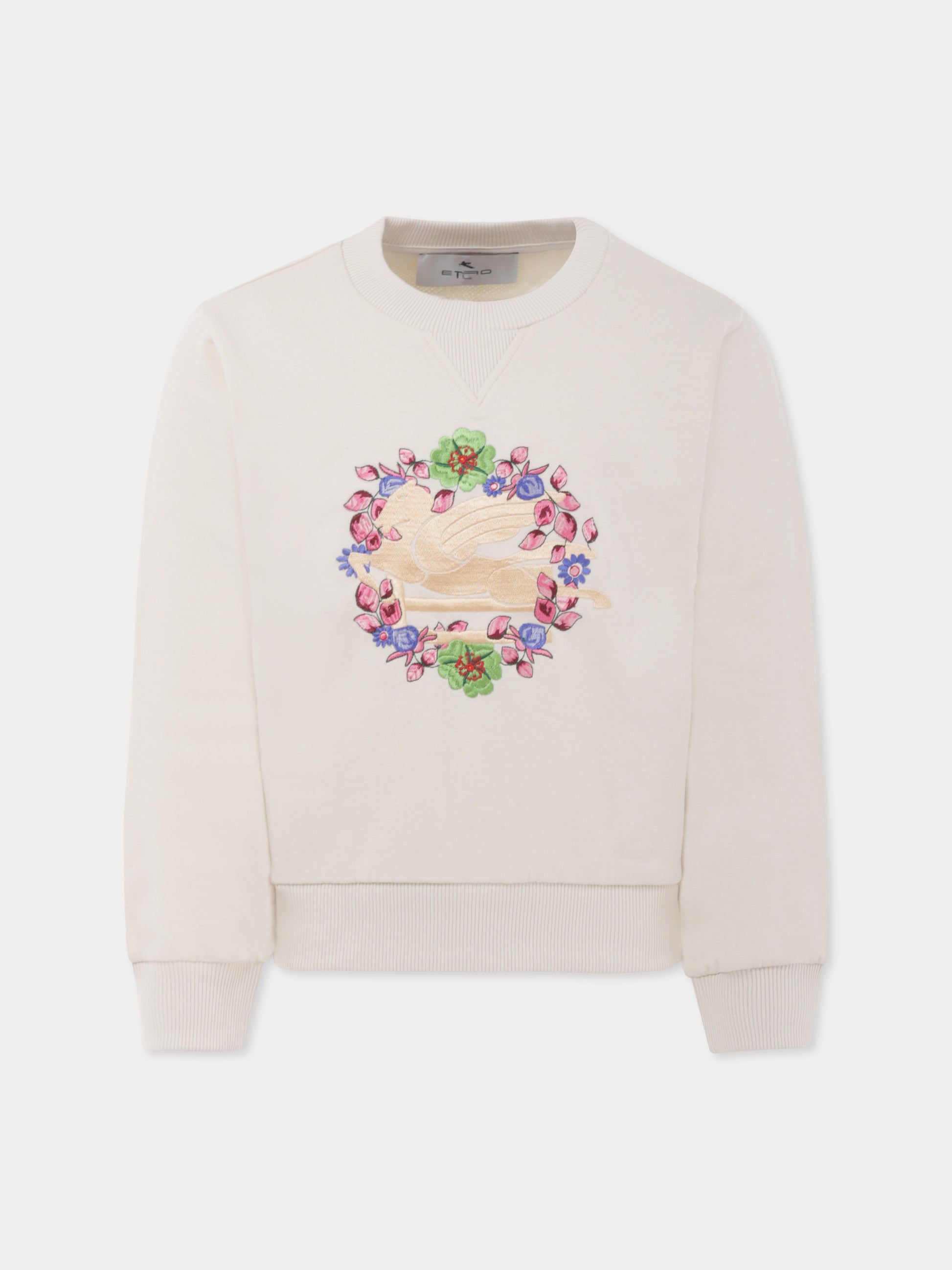 Felpa avorio per bambina con Pegaso,Etro,GU4A10 Z2099 105