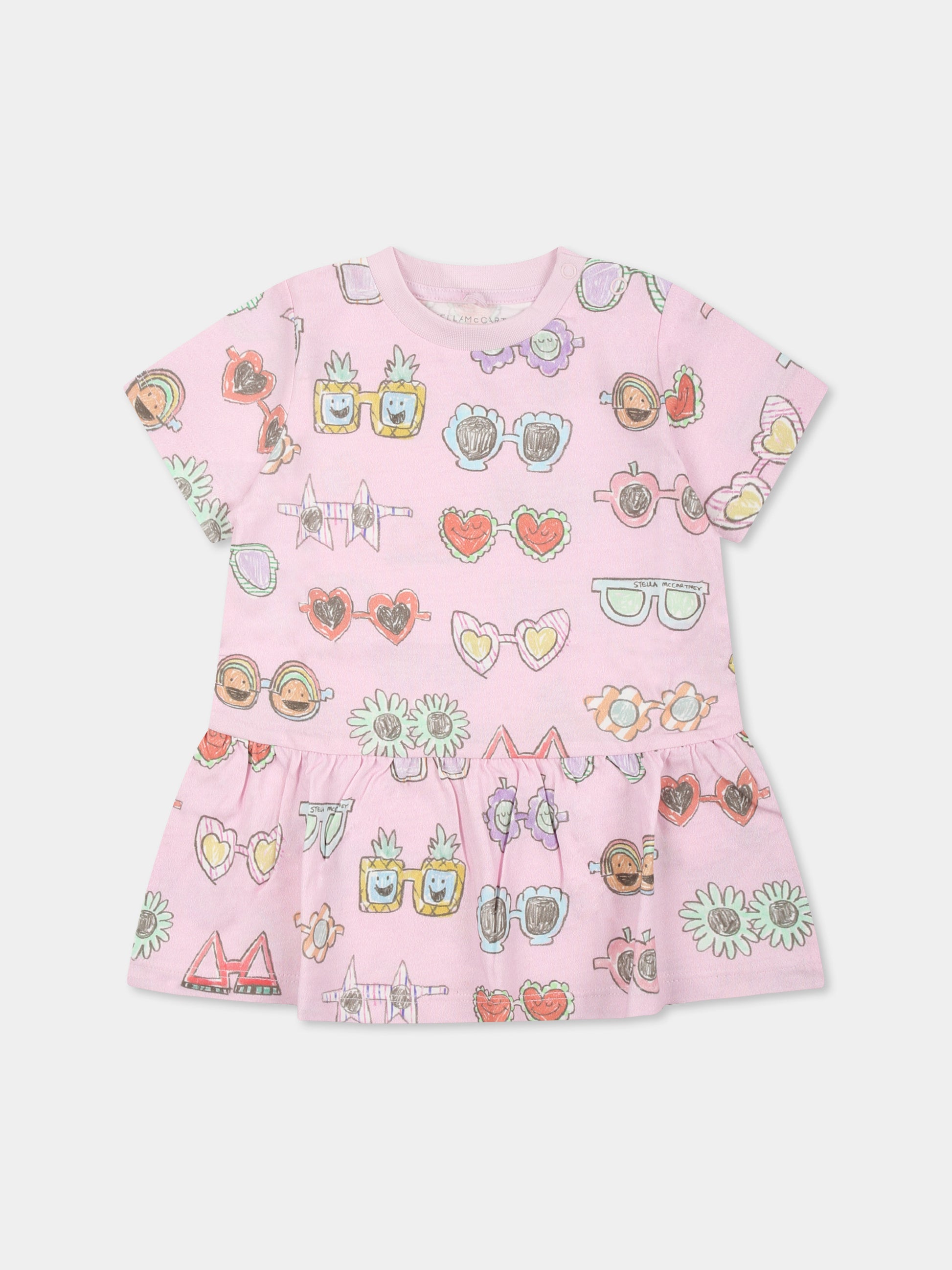 Vestito lilla per neonata con occhiali da sole all over,Stella Mccartney Kids,TU1061 Z1804 50HMC