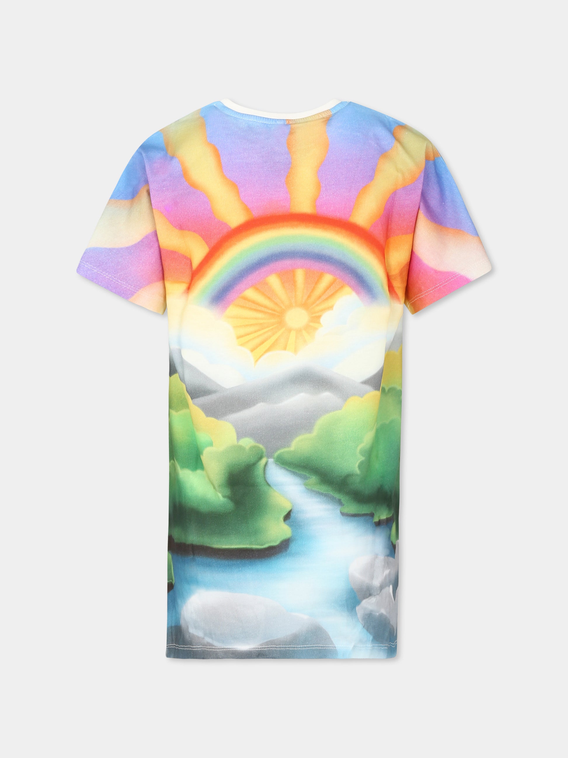 Vestito multicolor per bambina con arcobaleno e scritta,Stella Mccartney Kids,TU1D91 Z0434 999