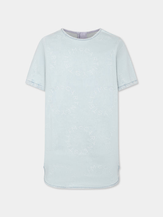 Vestito denim per bambina con logo all over,Stella Mccartney Kids,TU1E71 Z1917 600BC