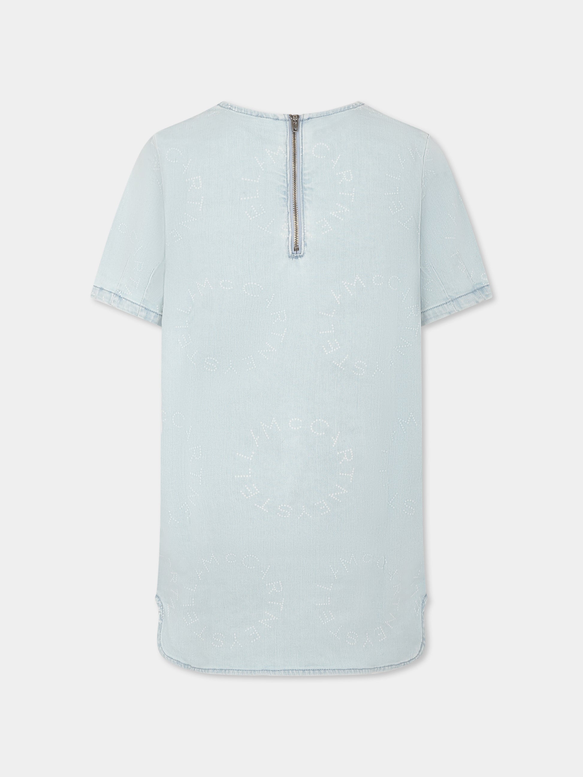 Vestito denim per bambina con logo all over,Stella Mccartney Kids,TU1E71 Z1917 600BC