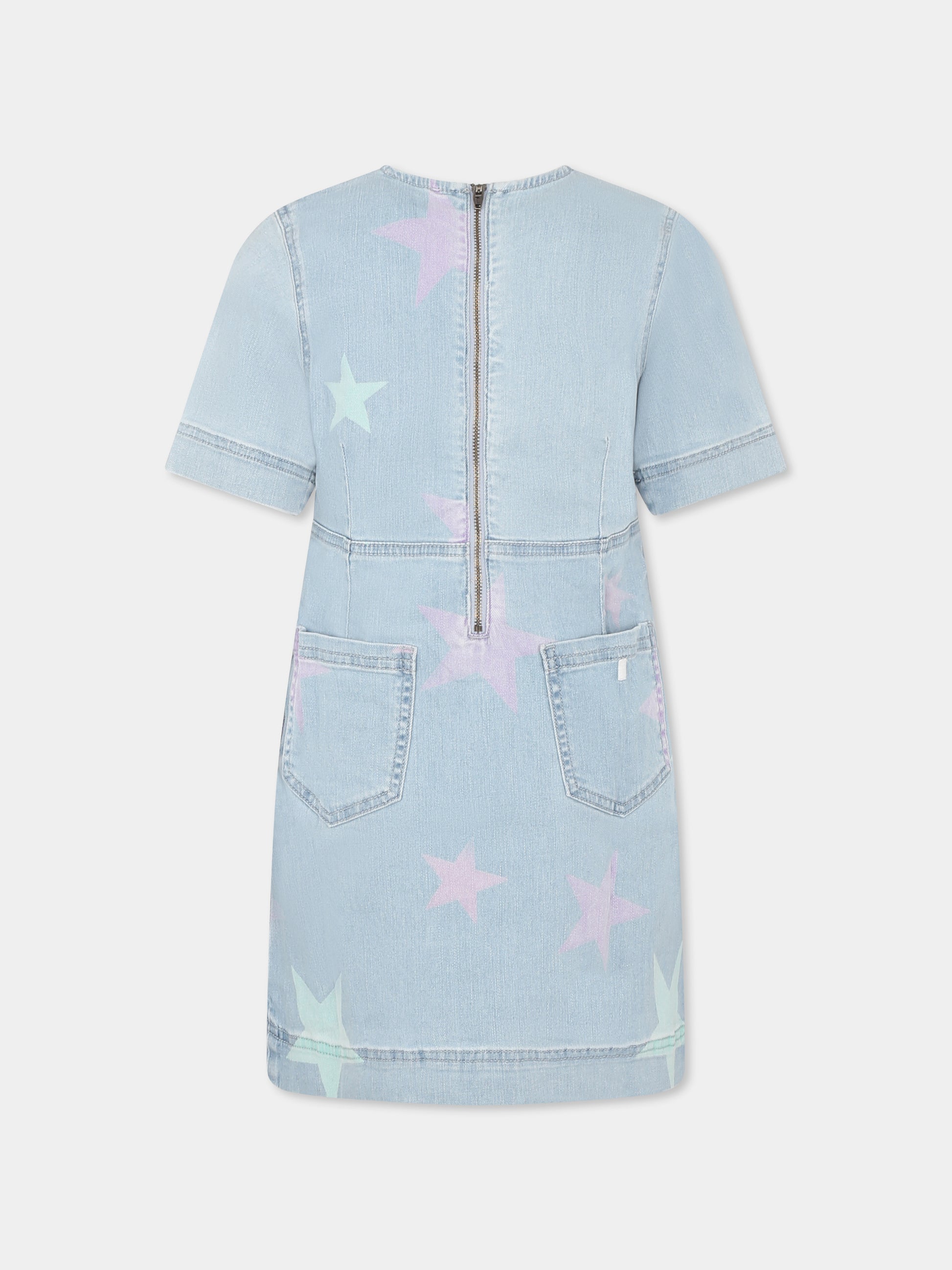 Vestito denim per bambina con stelle all over,Stella Mccartney Kids,TU1E81 Z0863 600MC