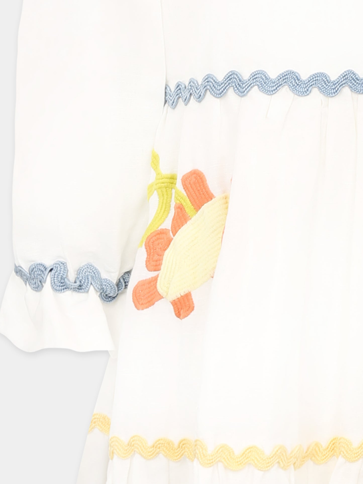 Vestito bianco per bambina con fiori,Stella Mccartney Kids,TU1G51 Z0138 101