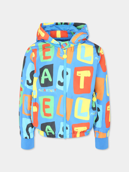 Giacca a vento multicolor per bambino con logo all over,Stella Mccartney Kids,TU2P27 Z1868 673MC
