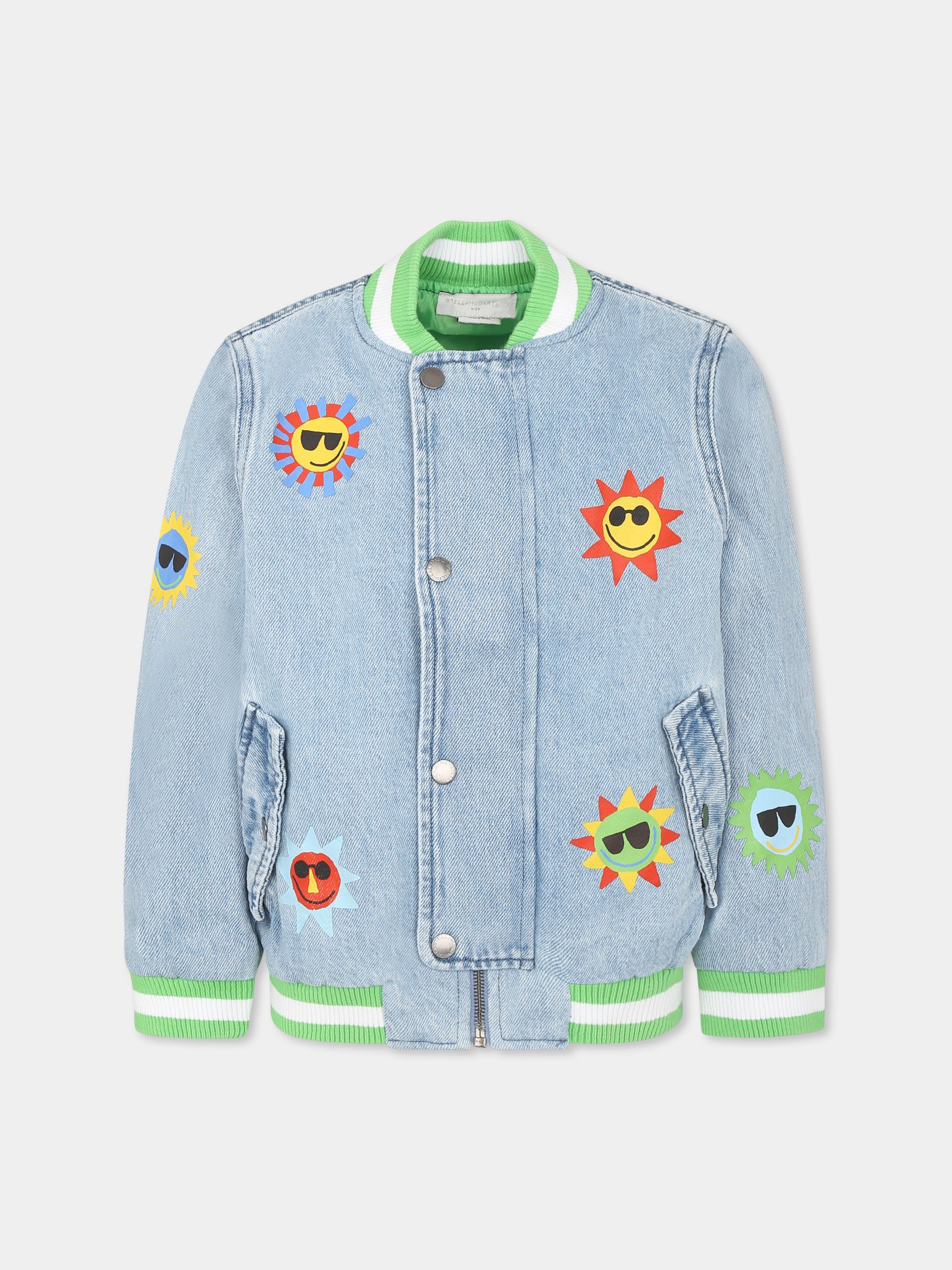 Bomber denim per bambino con sole all over,Stella Mccartney Kids,TU2P77 Z0746 601