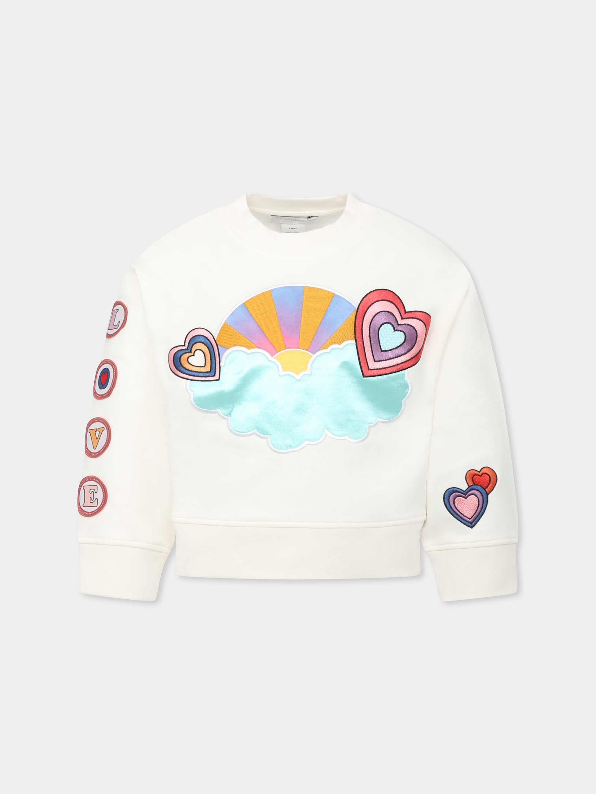 Felpa bianca per bambina con cuori,Stella Mccartney Kids,TU4A10 Z0499 101