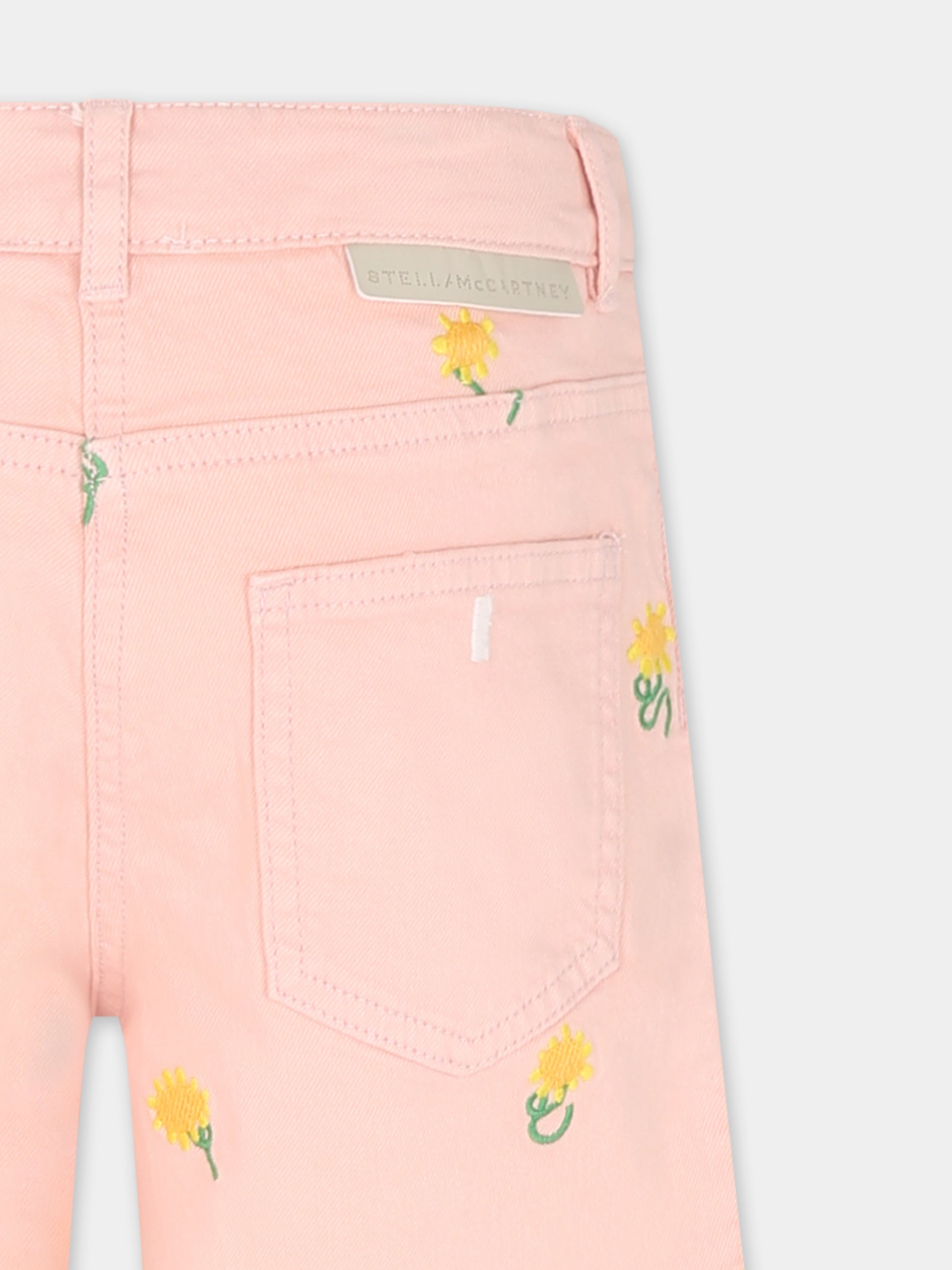 Shorts rosa per bambina con ricamo floreale,Stella Mccartney Kids,TU6D89 Z1641 505EM