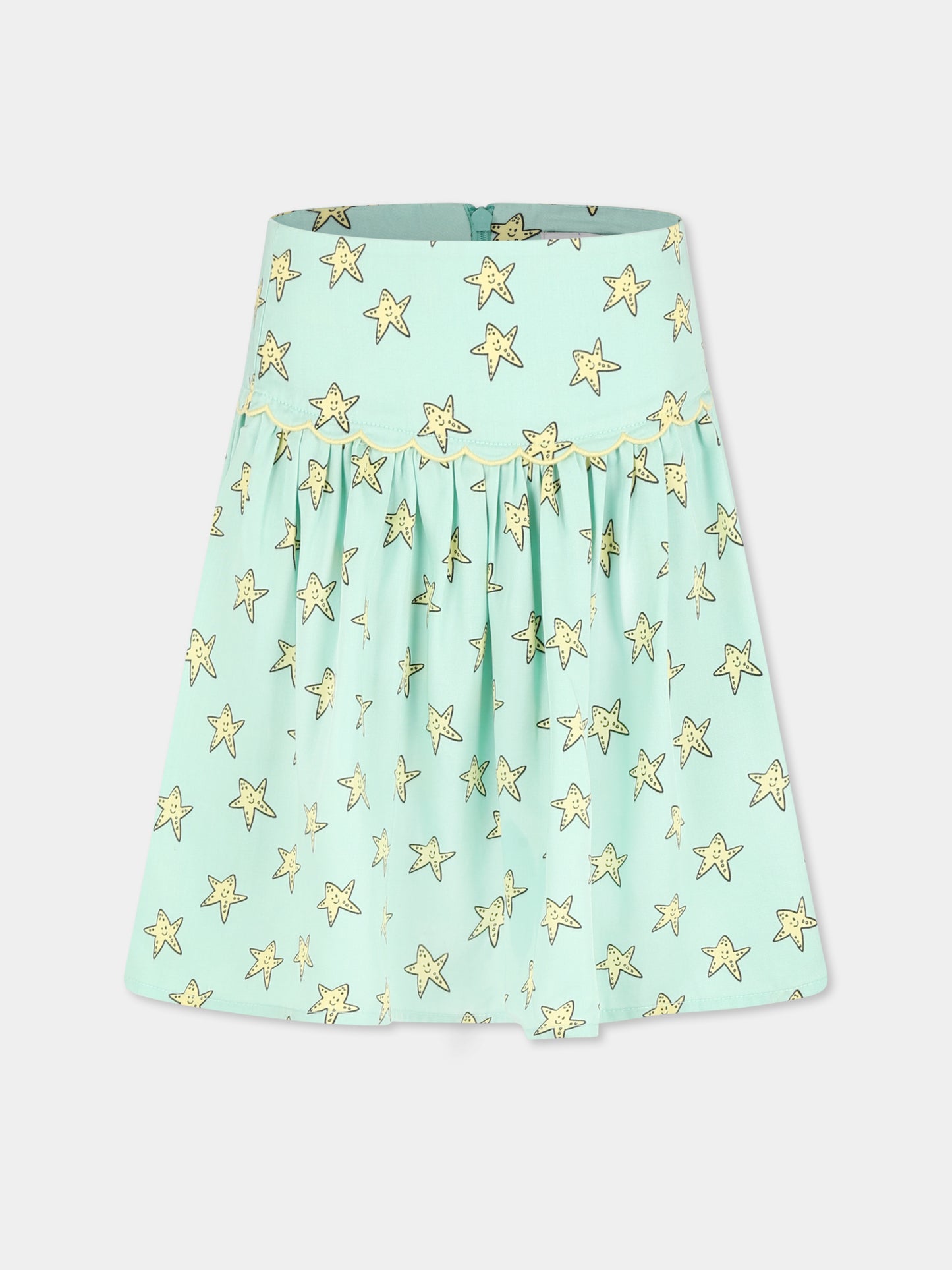 Gonna verde per bambina con stelle all over,Stella Mccartney Kids,TU7A21 Z1607 787MC