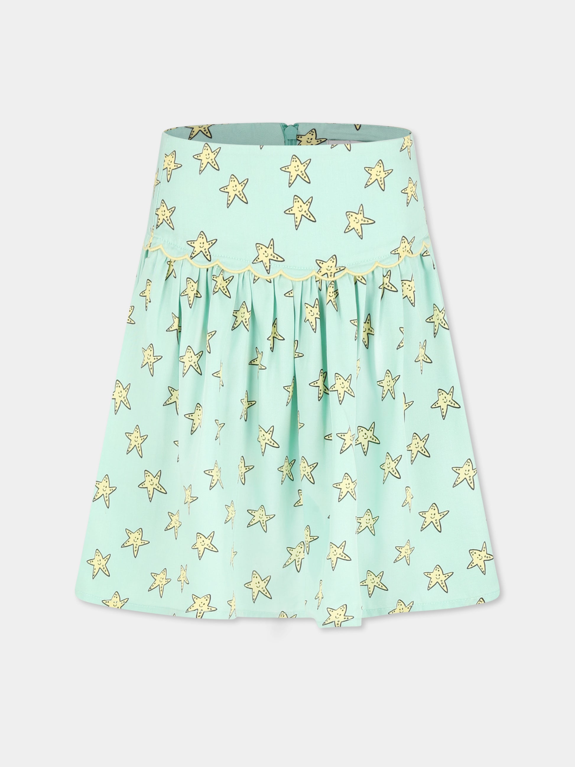Gonna verde per bambina con stelle all over,Stella Mccartney Kids,TU7A21 Z1607 787MC