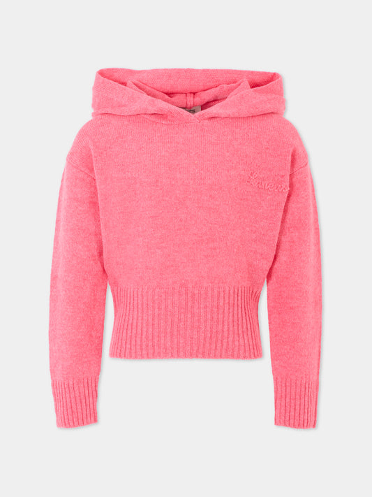 Maglione rosa per bambina con logo,Laneus,F5LKJGKH047 045