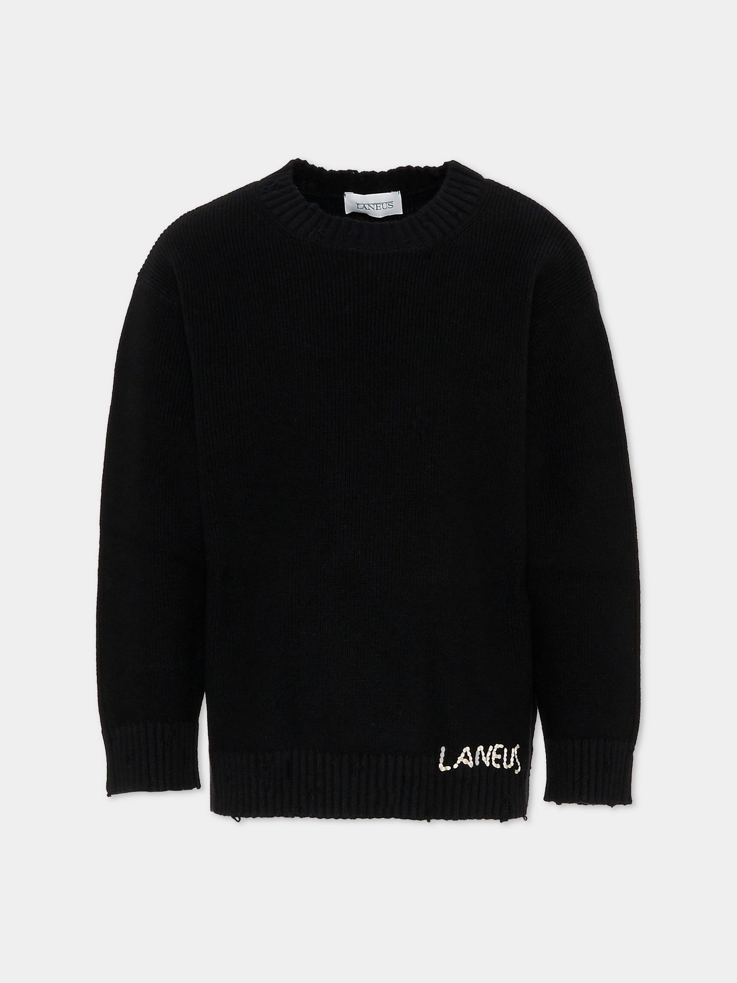 Maglione nero per bambini con logo,Laneus,F5LKJUJP036 110