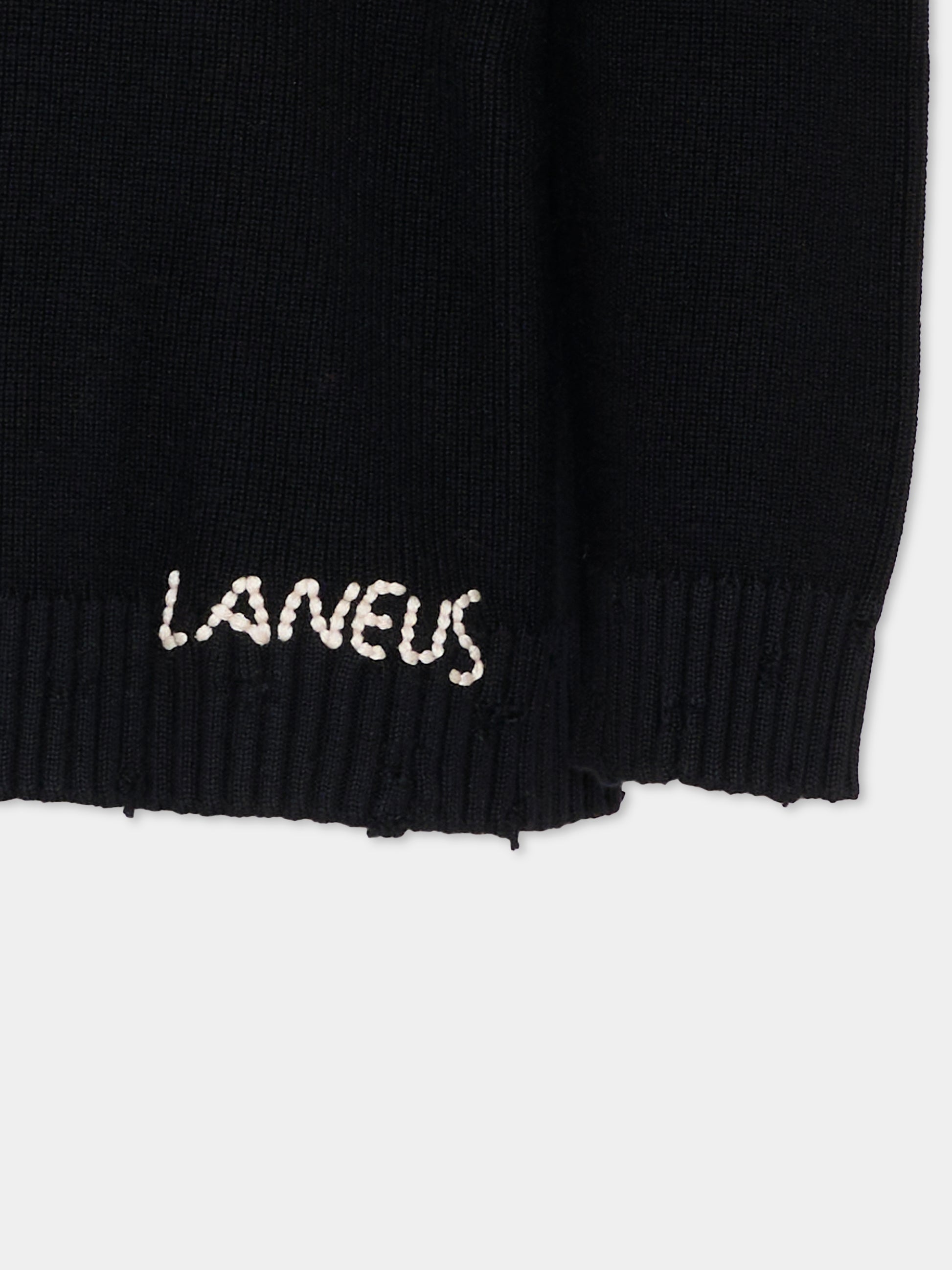 Maglione nero per bambini con logo,Laneus,F5LKJUJP036 110