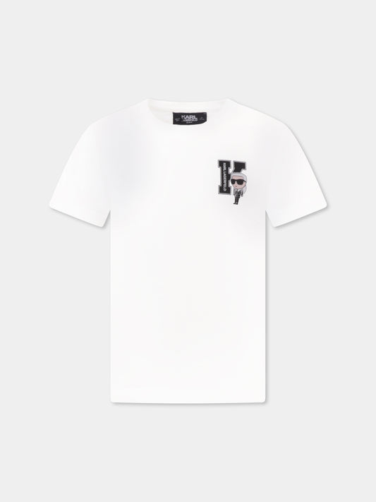 T-shirt bianca per bambino con Karl Lagerfeld,Karl Lagerfeld Kids,Z30054 N50