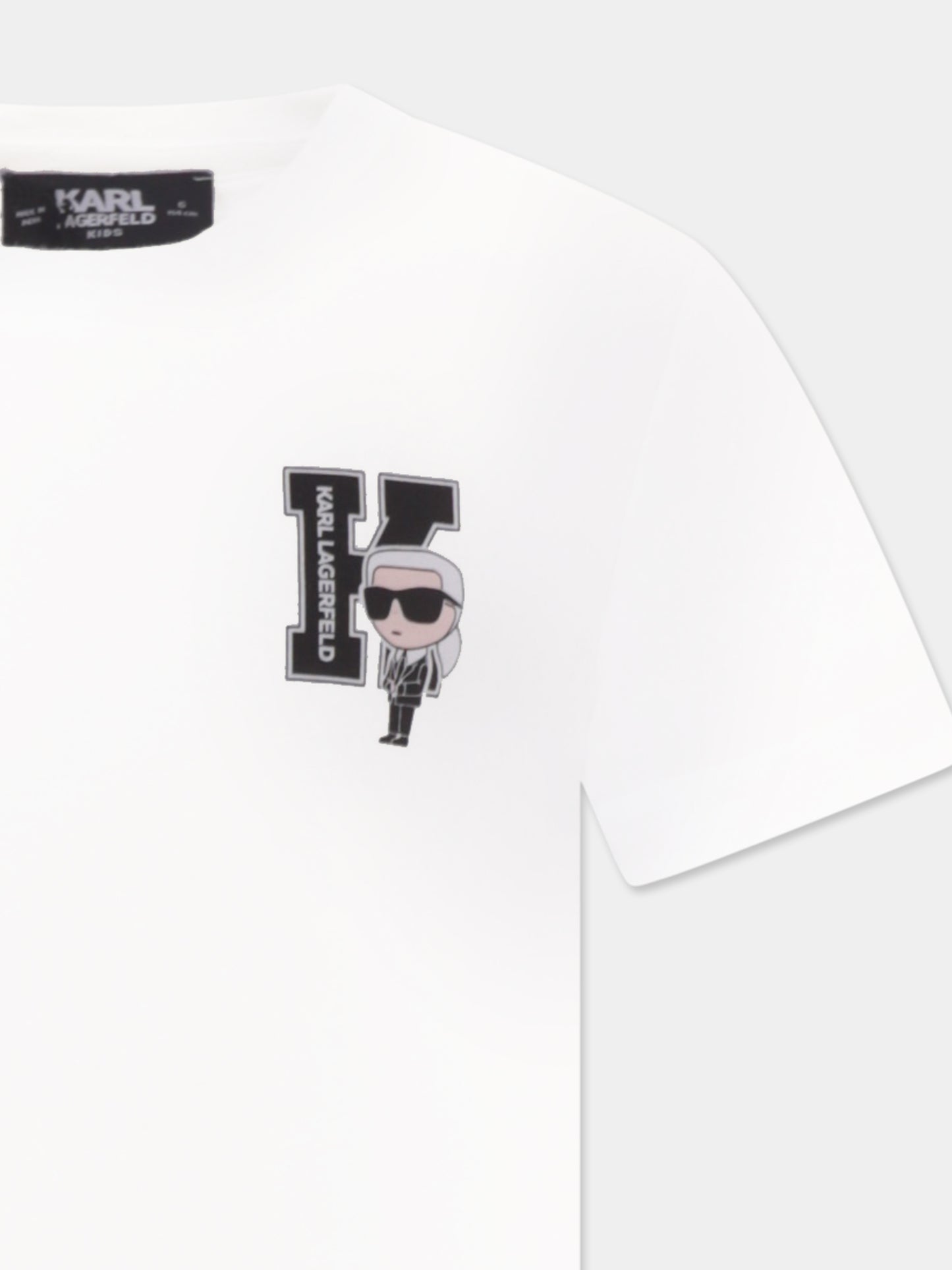 T-shirt bianca per bambino con Karl Lagerfeld,Karl Lagerfeld Kids,Z30054 N50