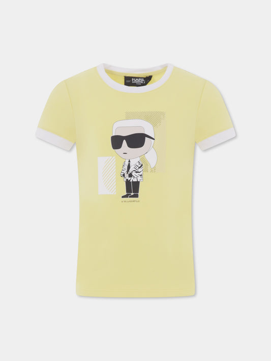 Yellow t-shirt for girl with Karl Lagerfeld