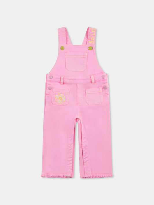 Salopette rosa per neonata con logo,Billieblush,U20033 462