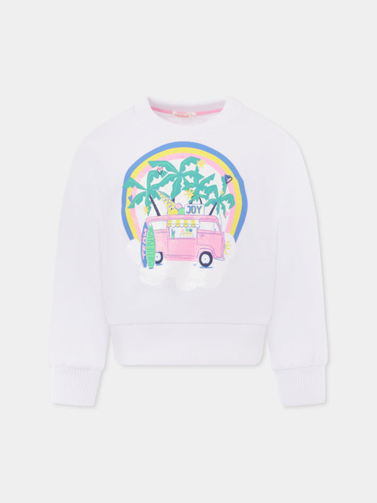 White sweatshirt for girl with print