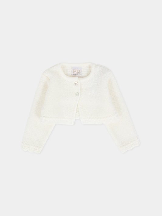 Cardigan avorio per neonata,Paz Rodríguez,001 112837 60 H07