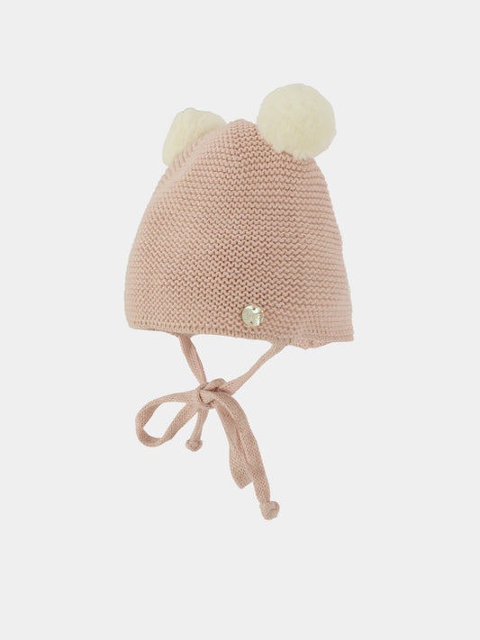 Berretto rosa per neonata con pompon,Paz Rodríguez,040 121187 32 H94