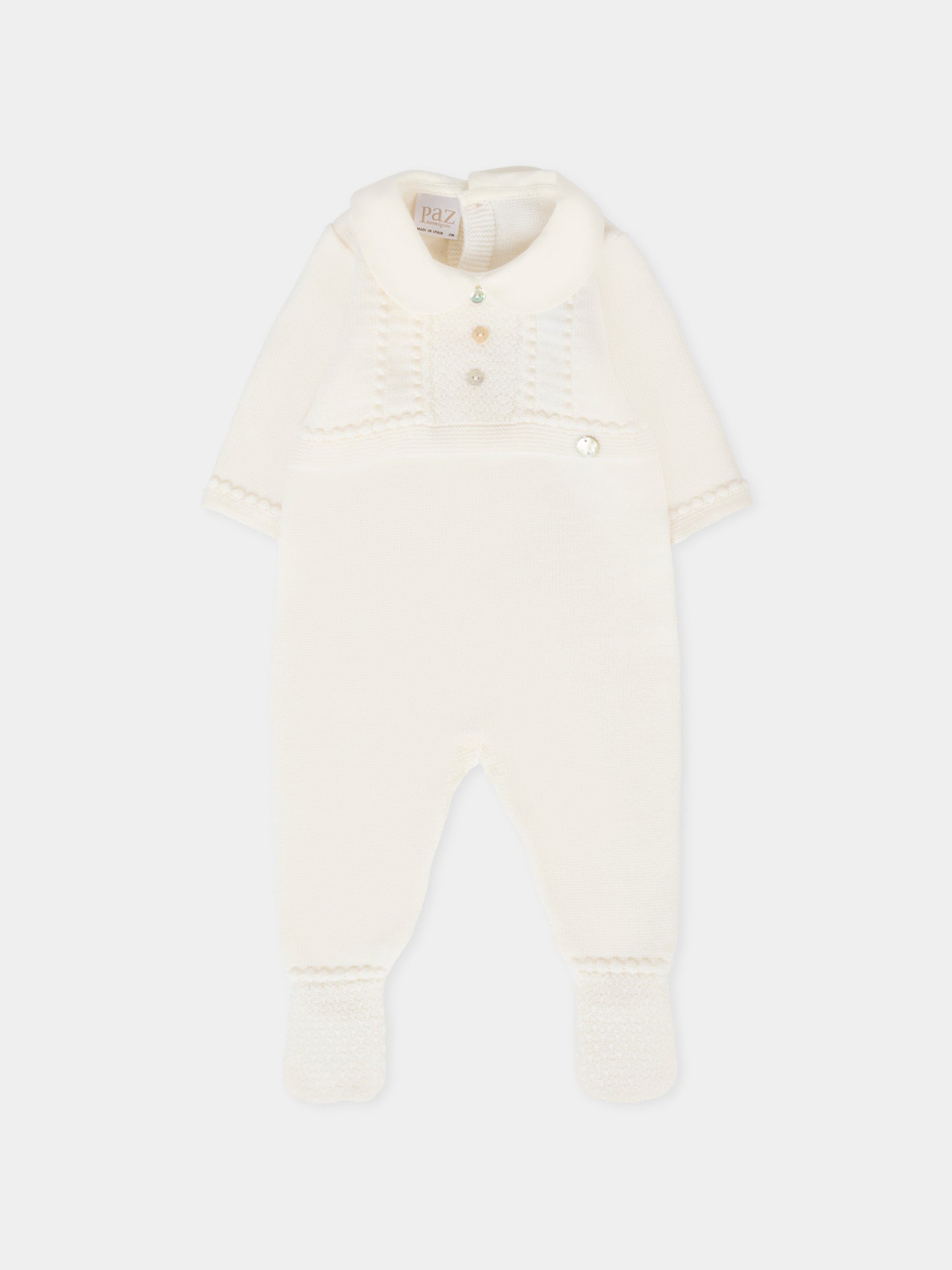 Tutina avorio per neonati con logo,Paz Rodríguez,005 112831 60 H56