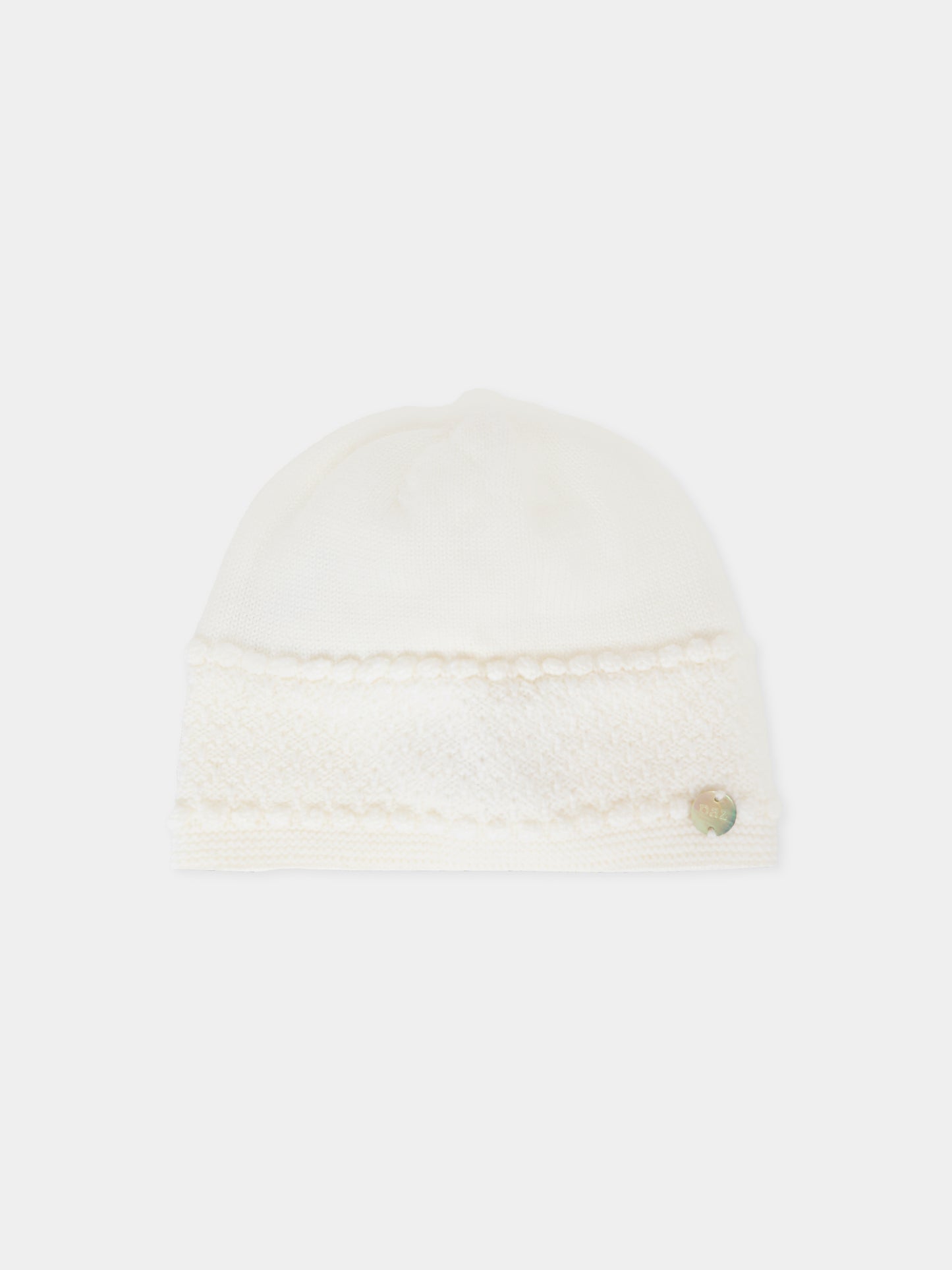 Berretto avorio per neonati con logo,Paz Rodríguez,040 112830 60 H56