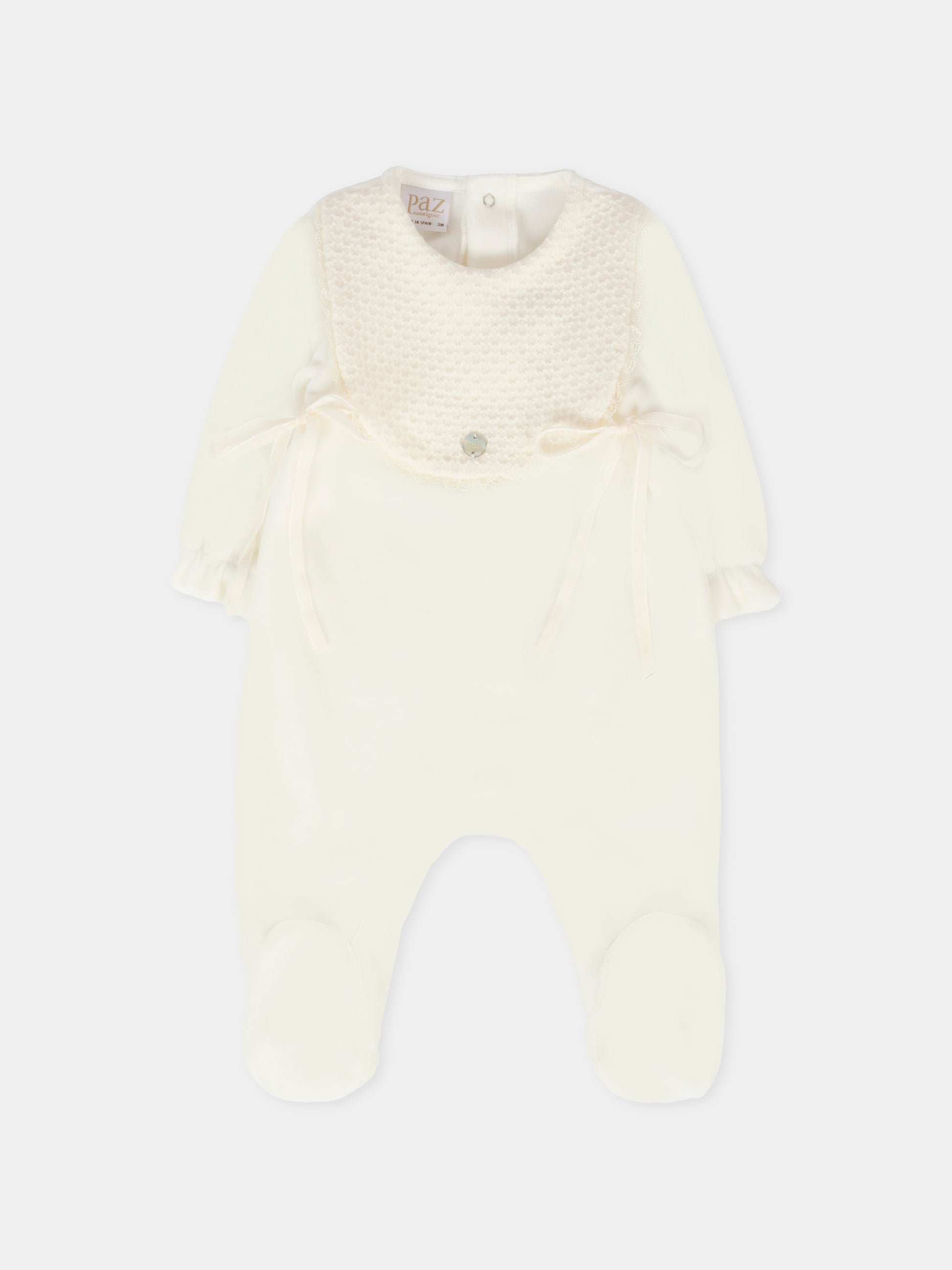 Tutina avorio per neonata con fiocchi,Paz Rodríguez,005 193151 60 T362