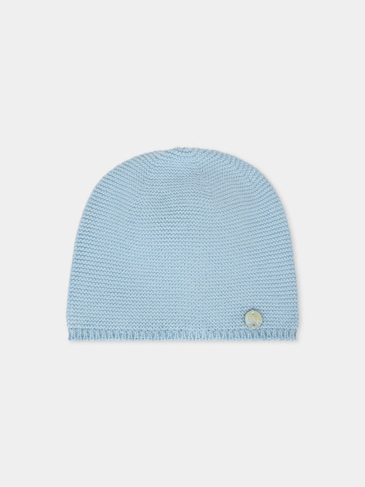 Berretto celeste per neonato con logo,Paz Rodríguez,040 120974 25 H94