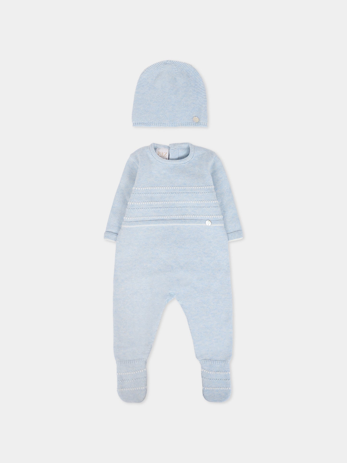 Set tutina celeste per neonato con logo,Paz Rodríguez,105 122789 8060 H94