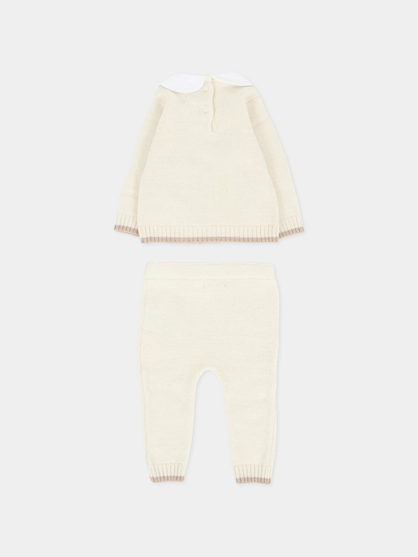 Completo nascita avorio per neonati con api ricamate,Nanán,I25010B