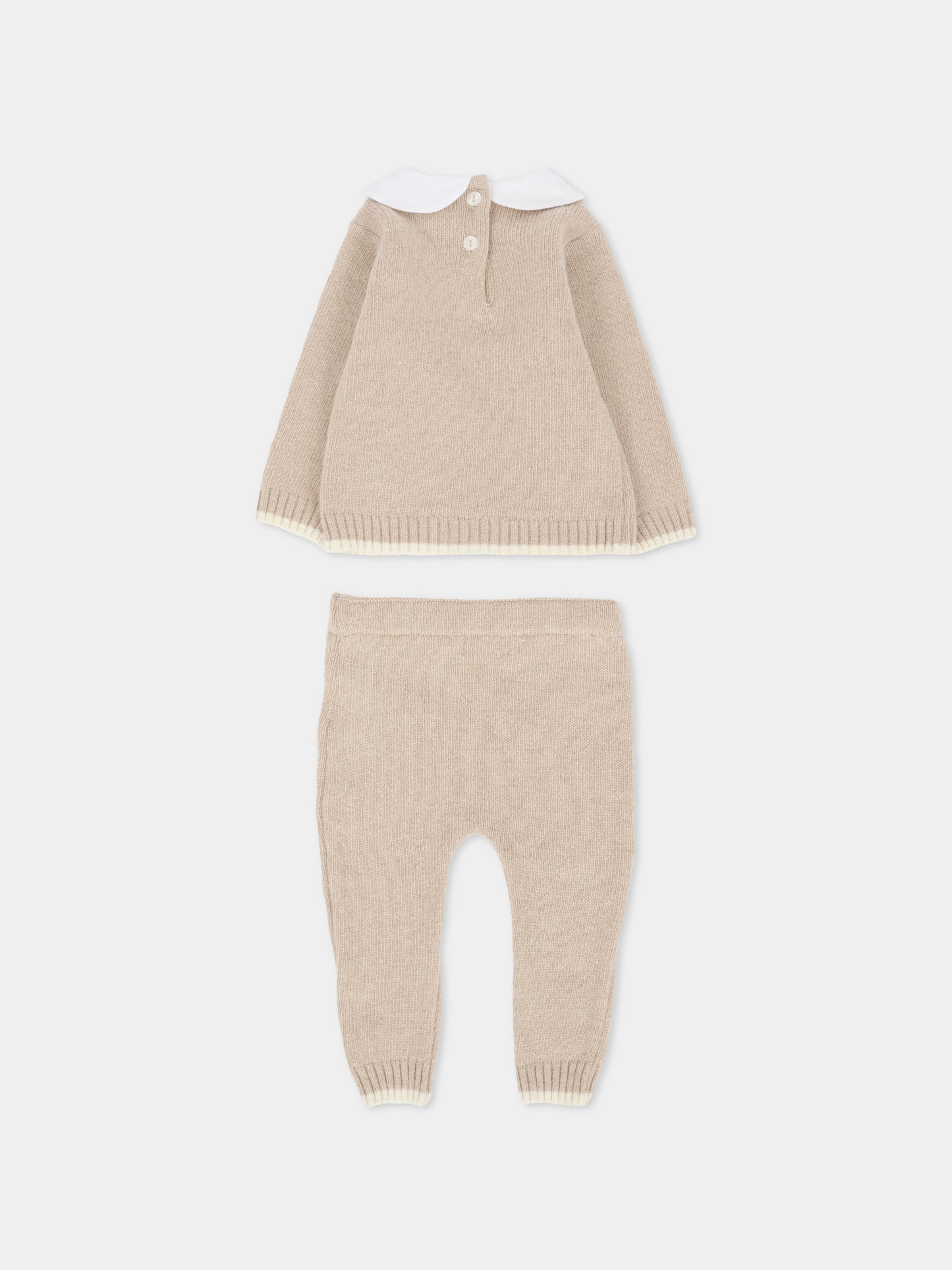 Completo nascita beige per neonati con api ricamate,Nanán,I25010BE