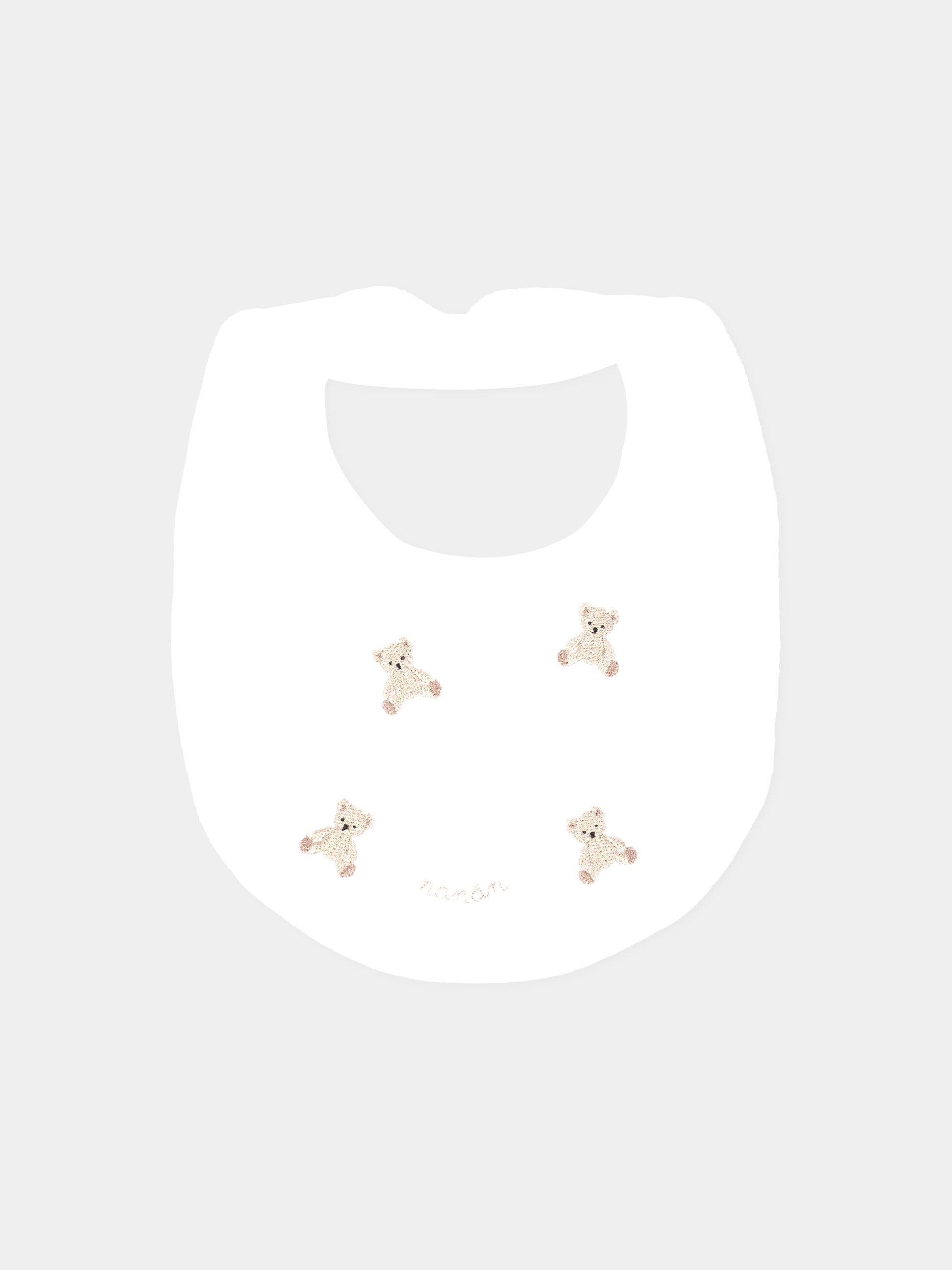 Bavaglino bianco per neonati con orsetti,Nanán,I25019B