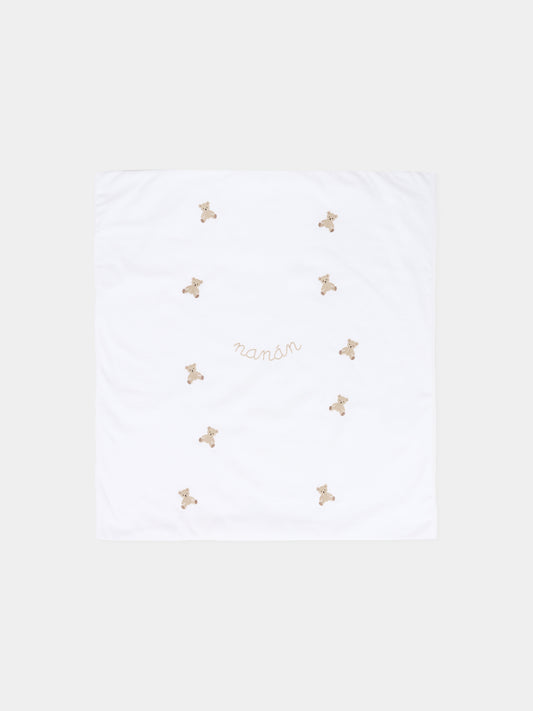 Coperta bianca per neonati con orsetti,Nanán,I25020B