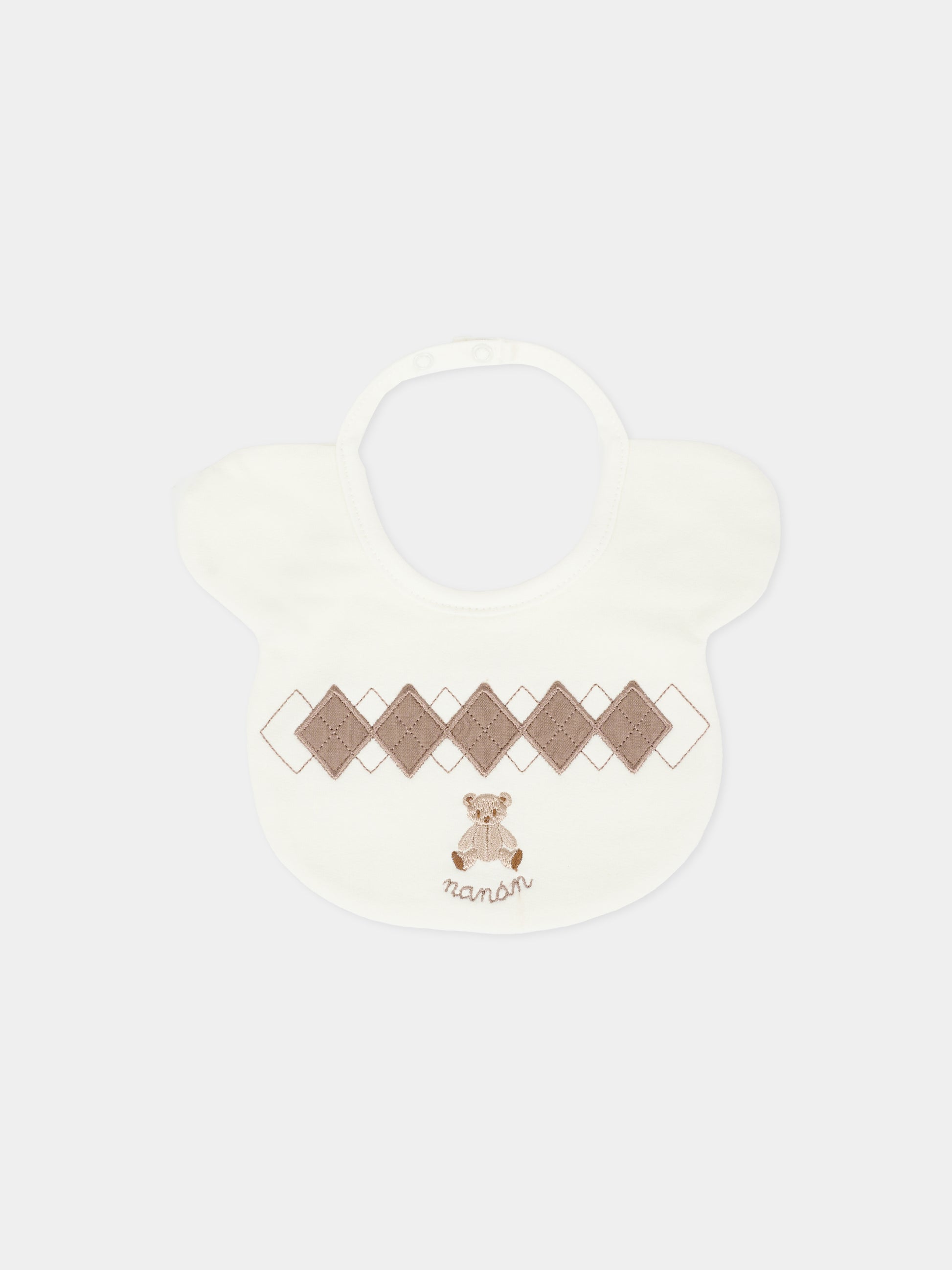 Bavaglino avorio per neonati con orsetto,Nanán,I25111P