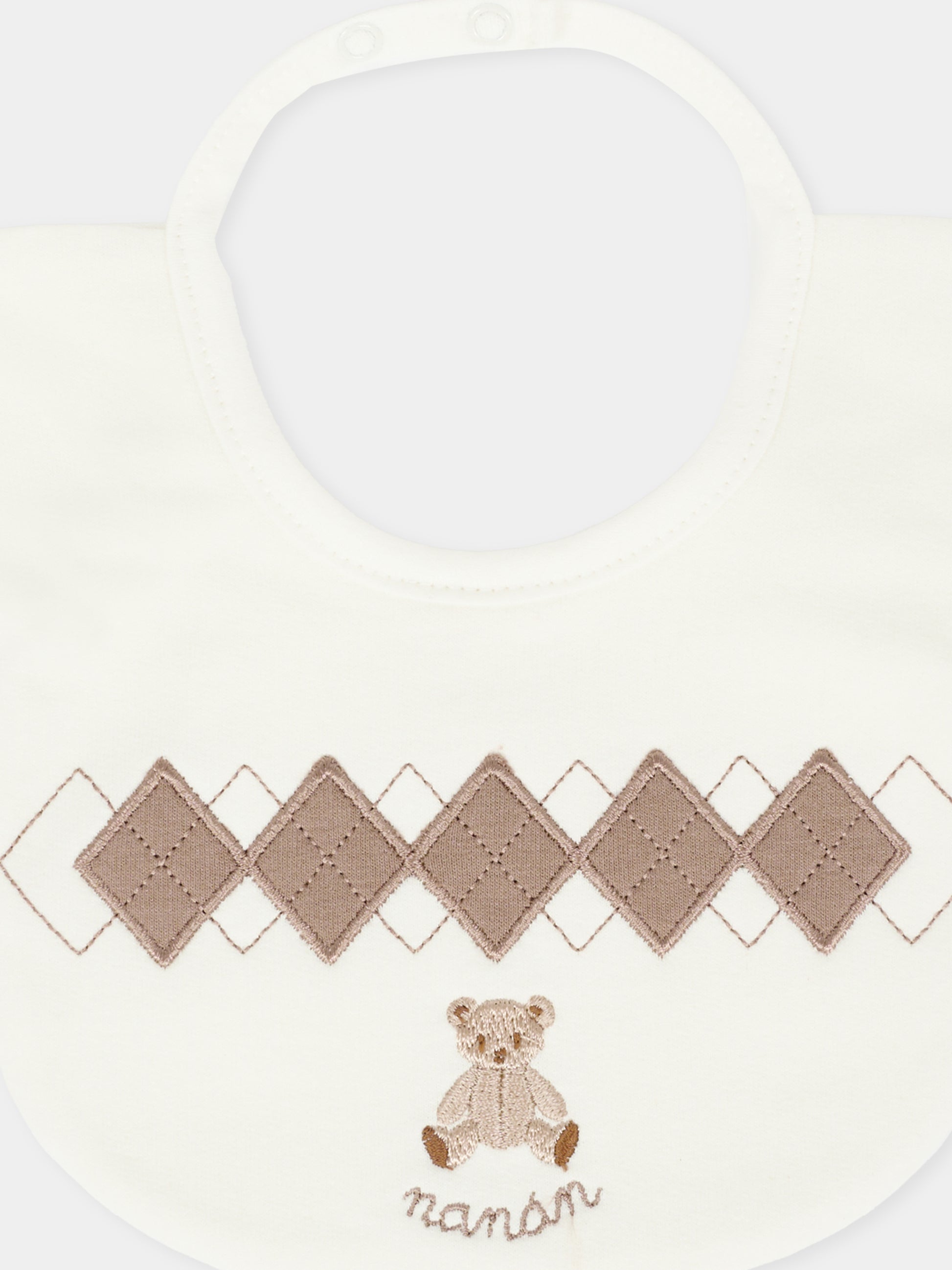 Bavaglino avorio per neonati con orsetto,Nanán,I25111P