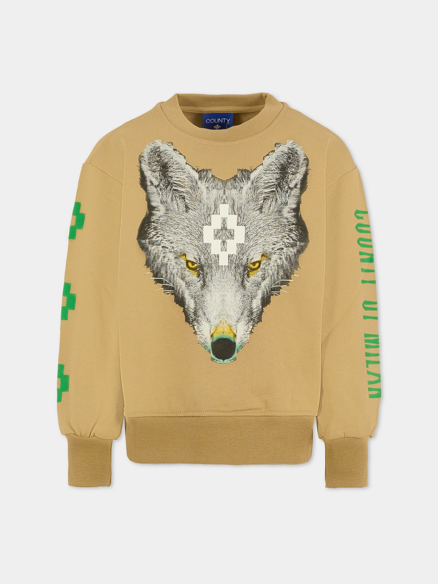 Felpa beige per bambino con logo,County Of Milan Kids,F5CMJBSW075 178