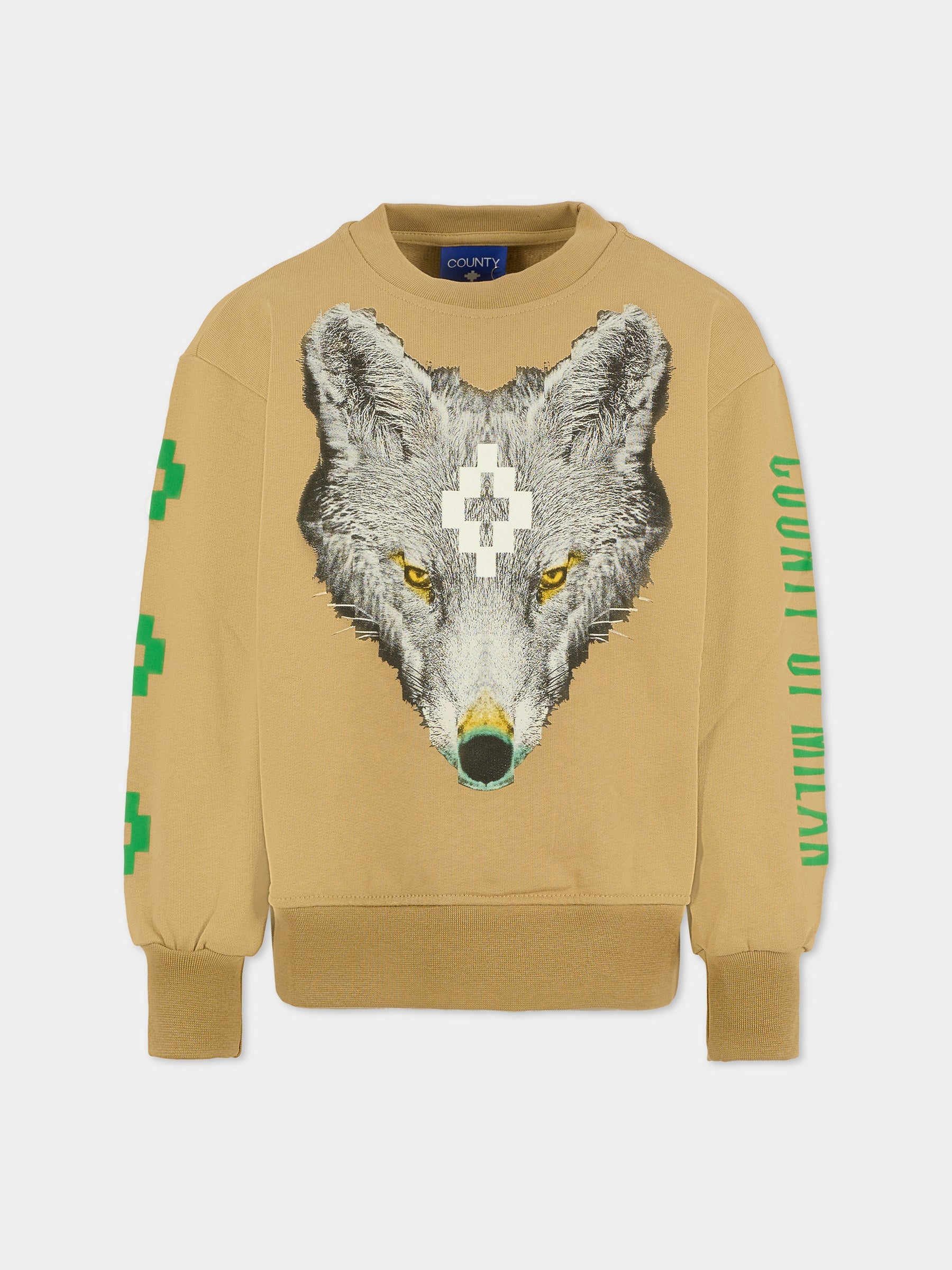 Felpa beige per bambino con logo,County Of Milan Kids,F5CMJBSW075 178