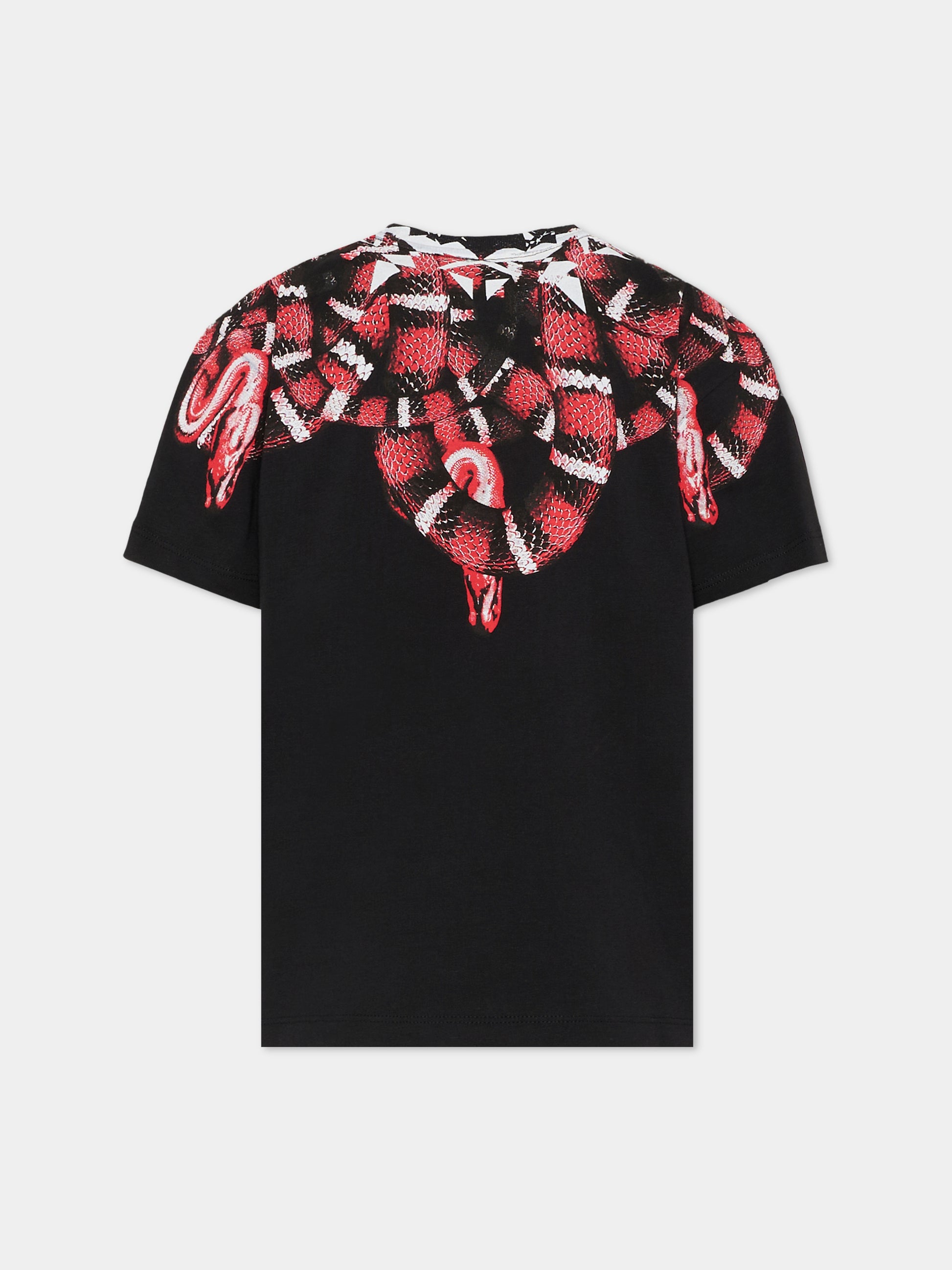 T-shirt nera per bambino con stampa serpente,County Of Milan Kids,F5CMJBTH040 110
