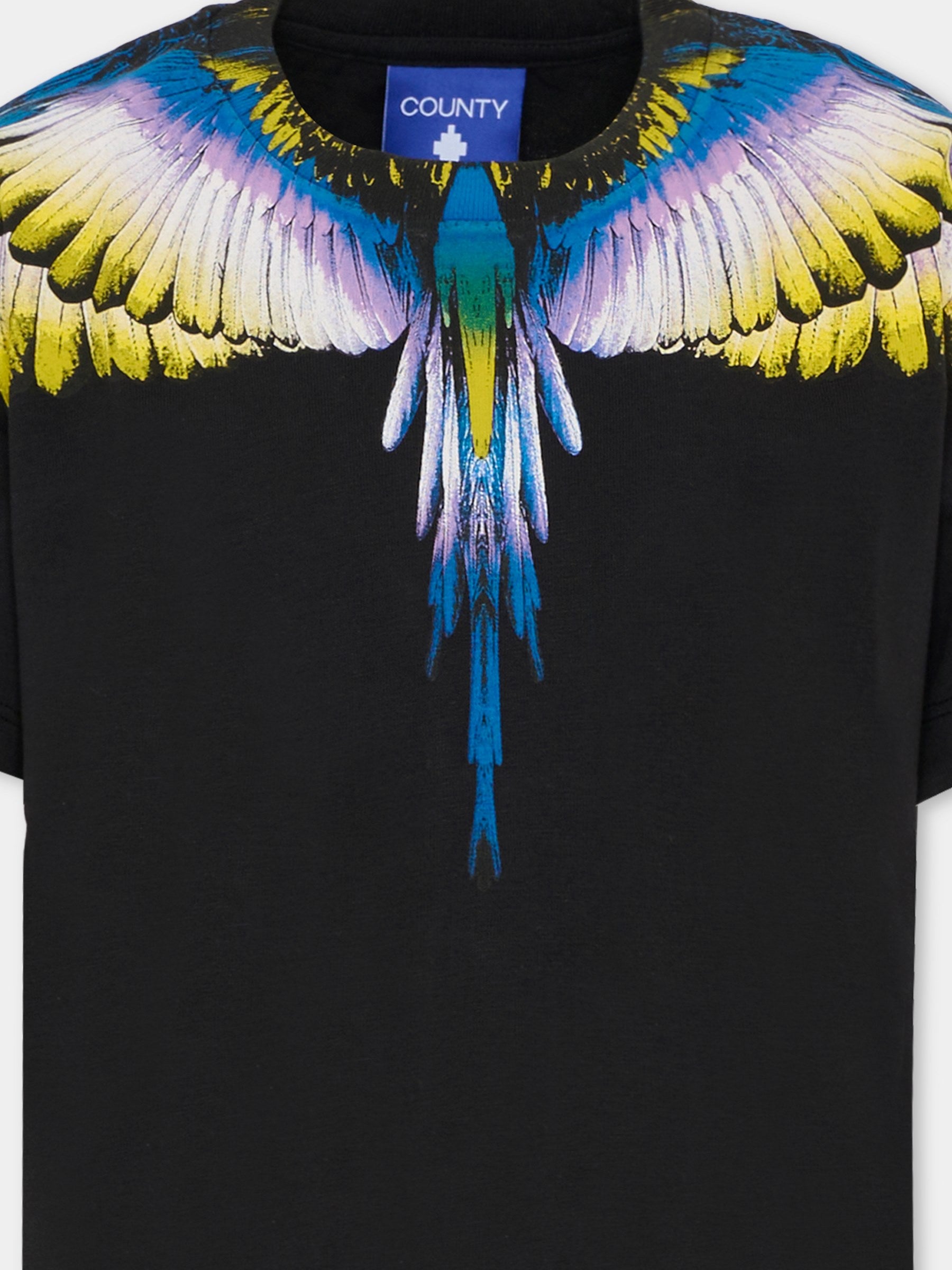 T-shirt nera per bambino con ali,County Of Milan Kids,F5CMJBTH064 110
