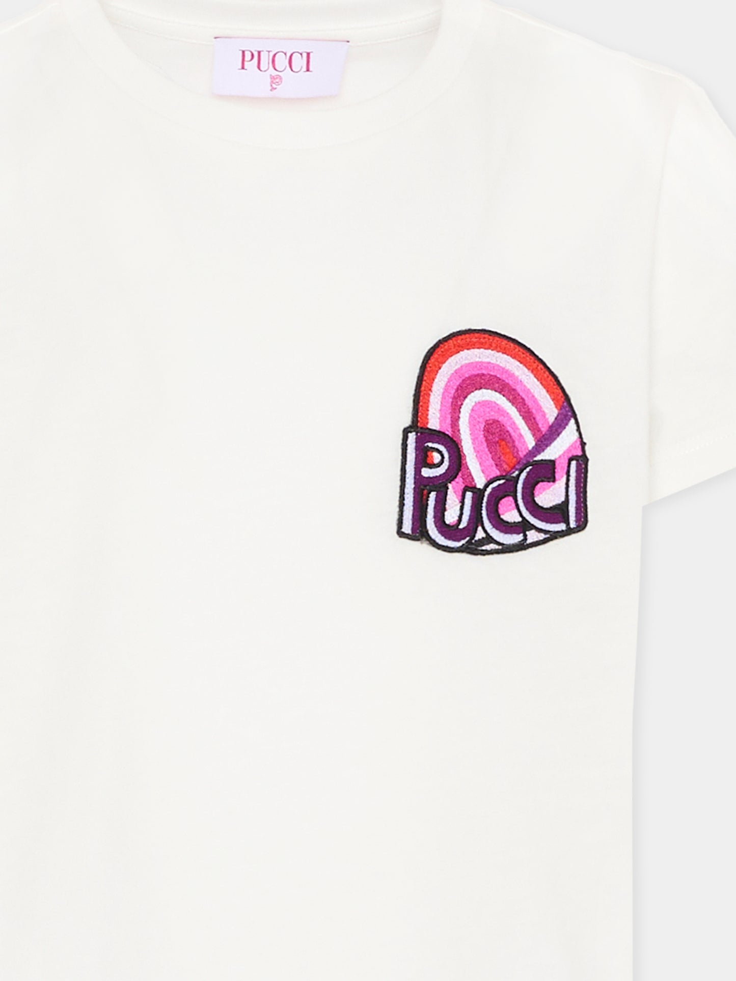 T-shirt bianca per bambina con logo,Emilio Pucci Junior,PX8A91 Z3186 101