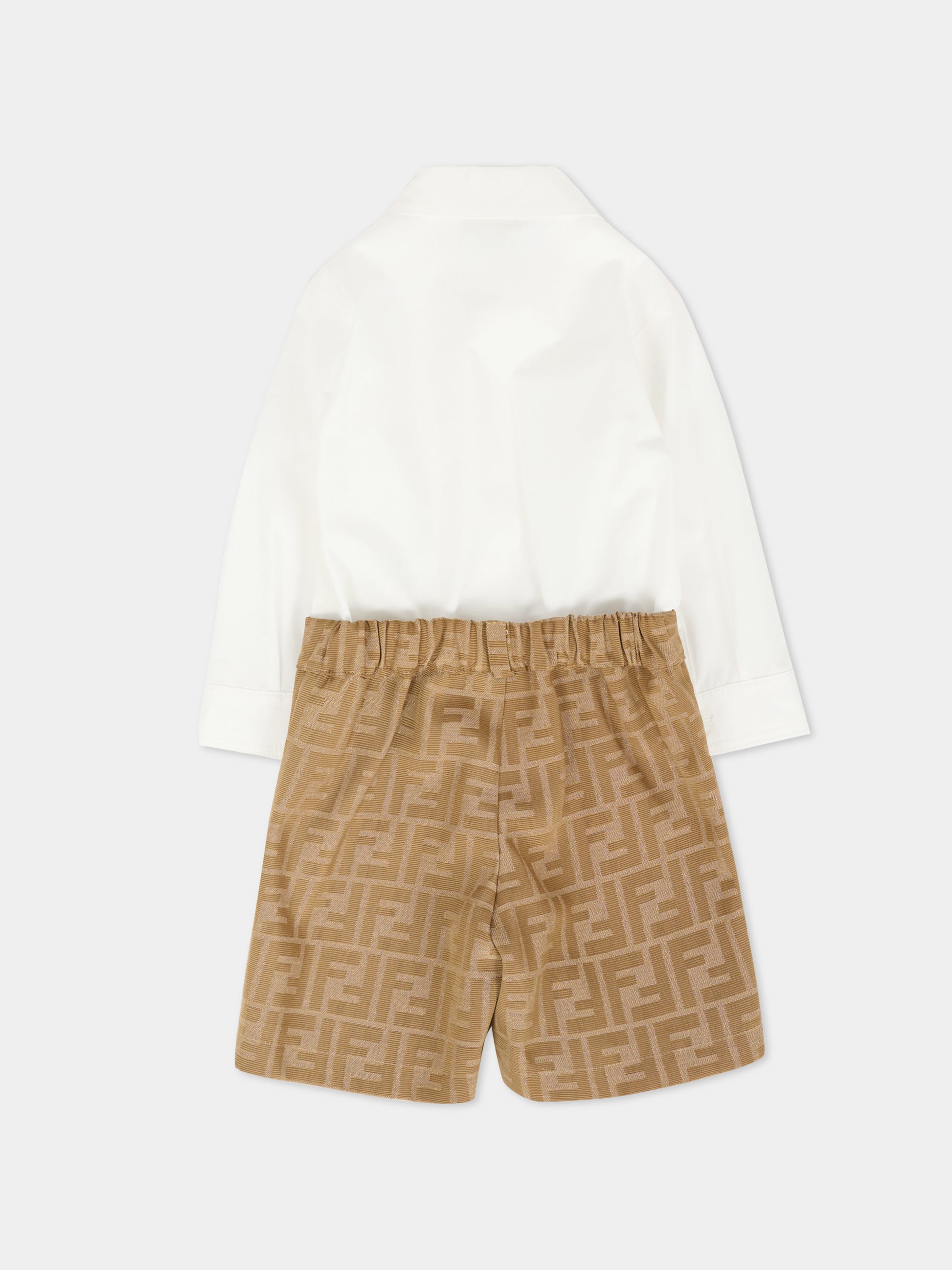 Completo beige per neonato con FF,Fendi Kids,BML160 AQTK F0QU5