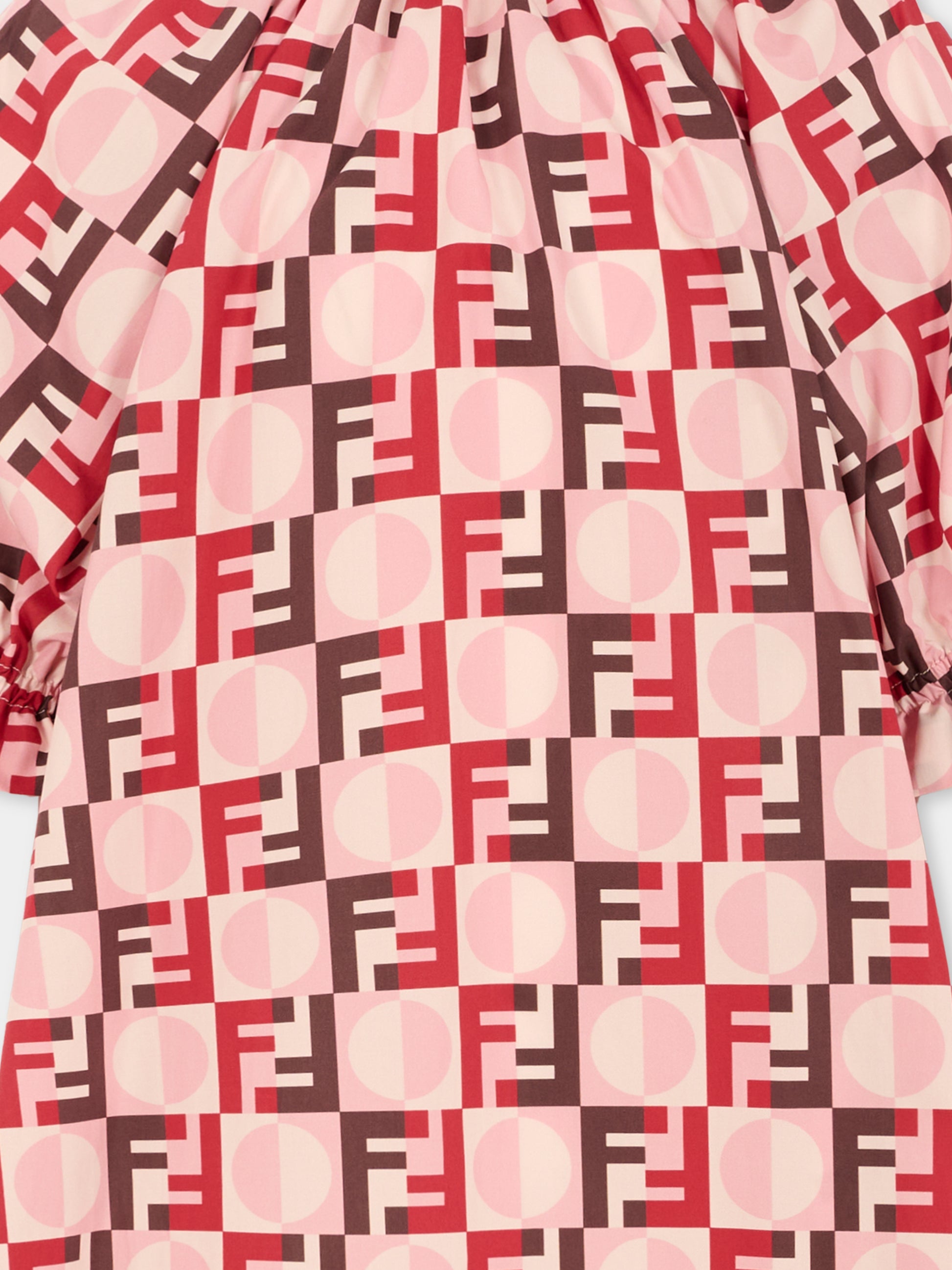 Vestito rosa per bambina con FF,Fendi Kids,JFB810 AYMH F1TKH